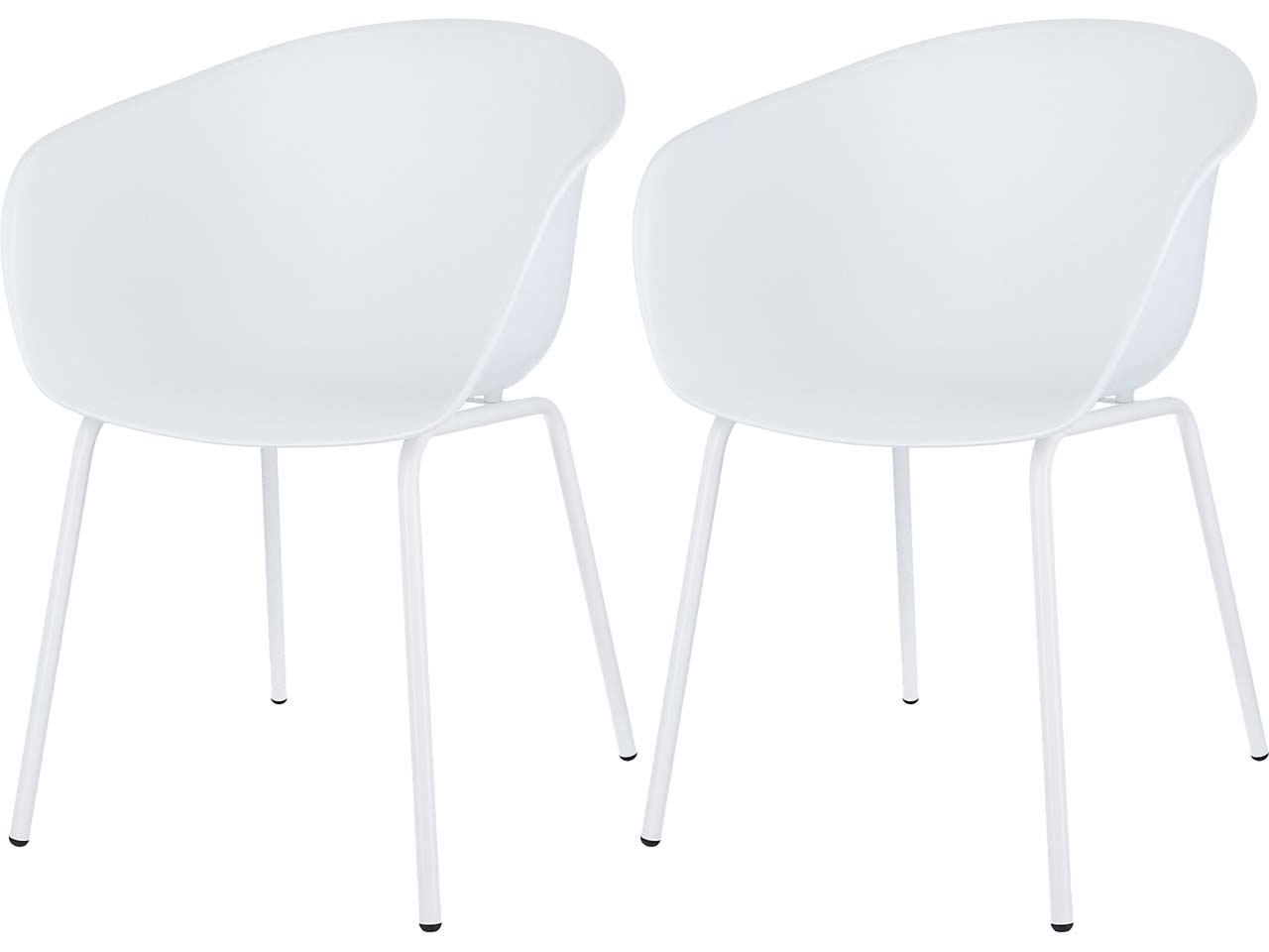 Jan Kurtz 2 Besucherstühle "Mato" Gestell Stahlrohr weiß, Sitzschale Polypropylen weiß