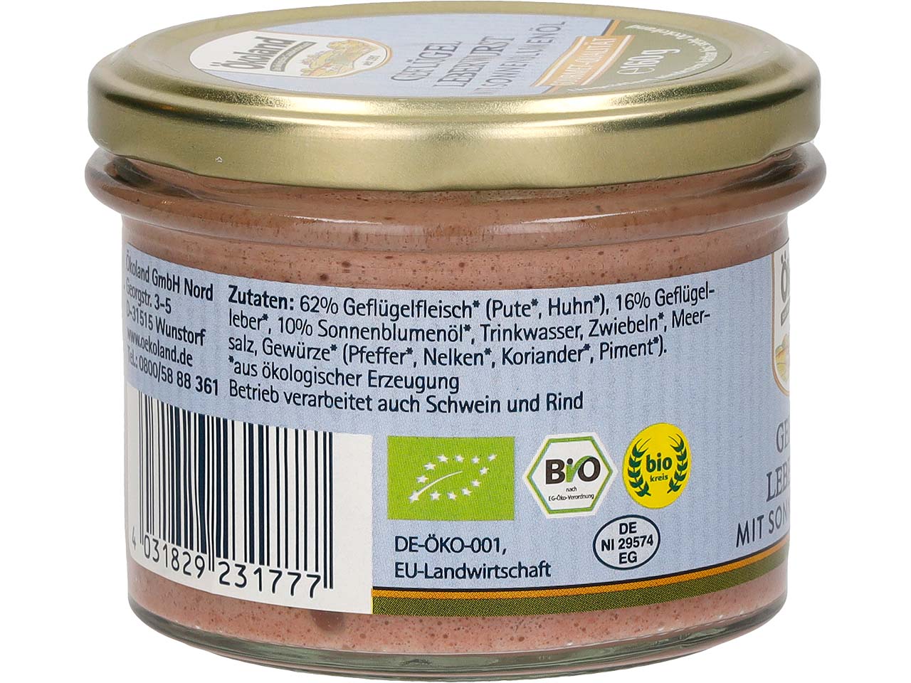 Ökoland Bio-Geflügel-Leberwurst, 160 g