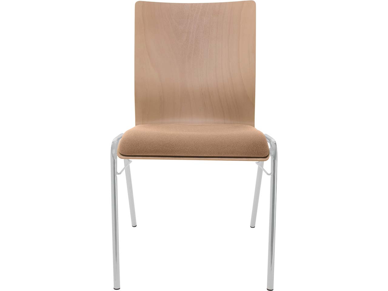 Besucherstuhl "A45" Buche, Gestell silber, Steg, Sitzpolster braun