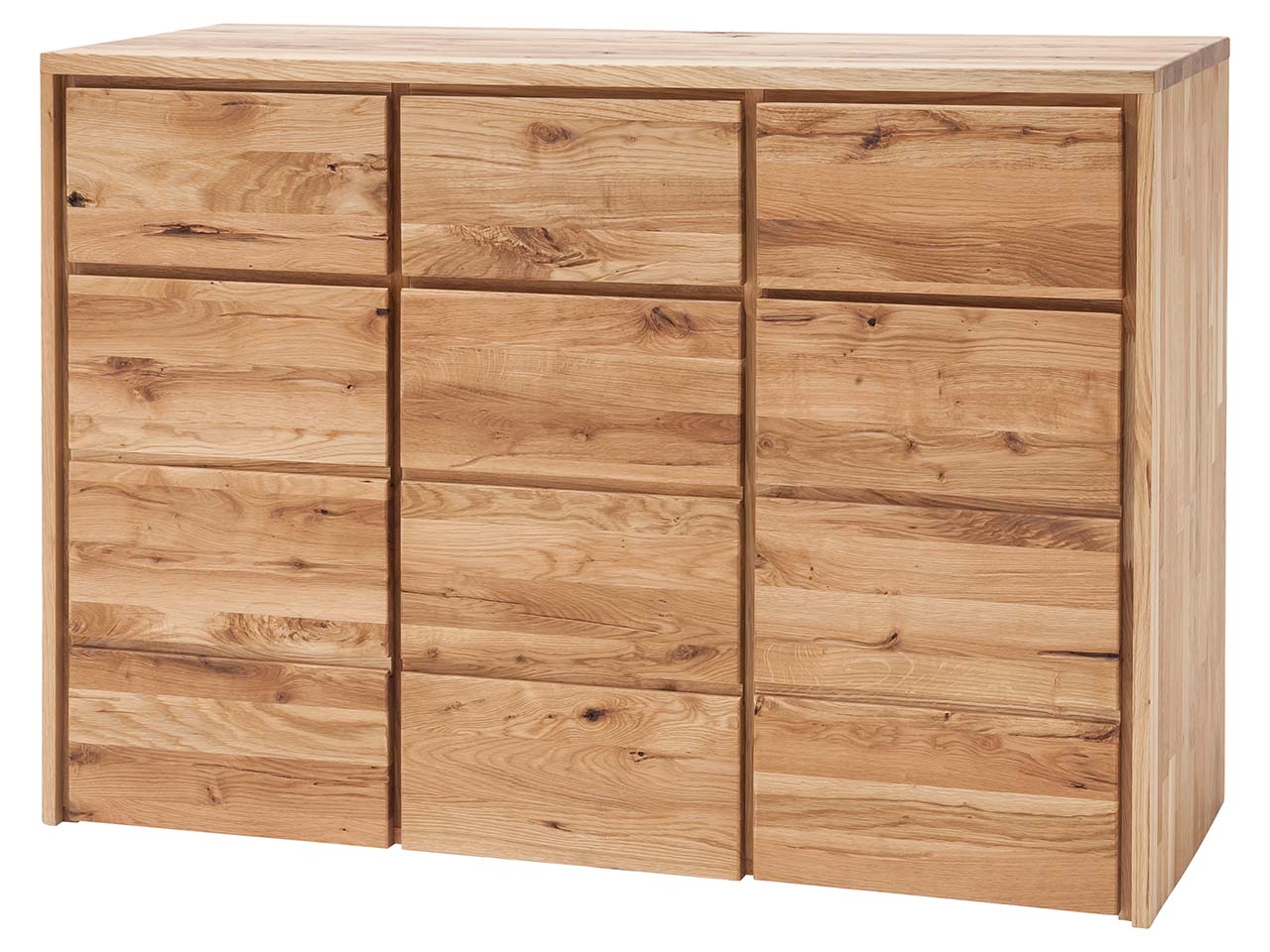 Kommode "Rödvig" aus Wildeiche, mit 3 Schubladen und 3 Türen, B 130 x T 48 x H 91 cm