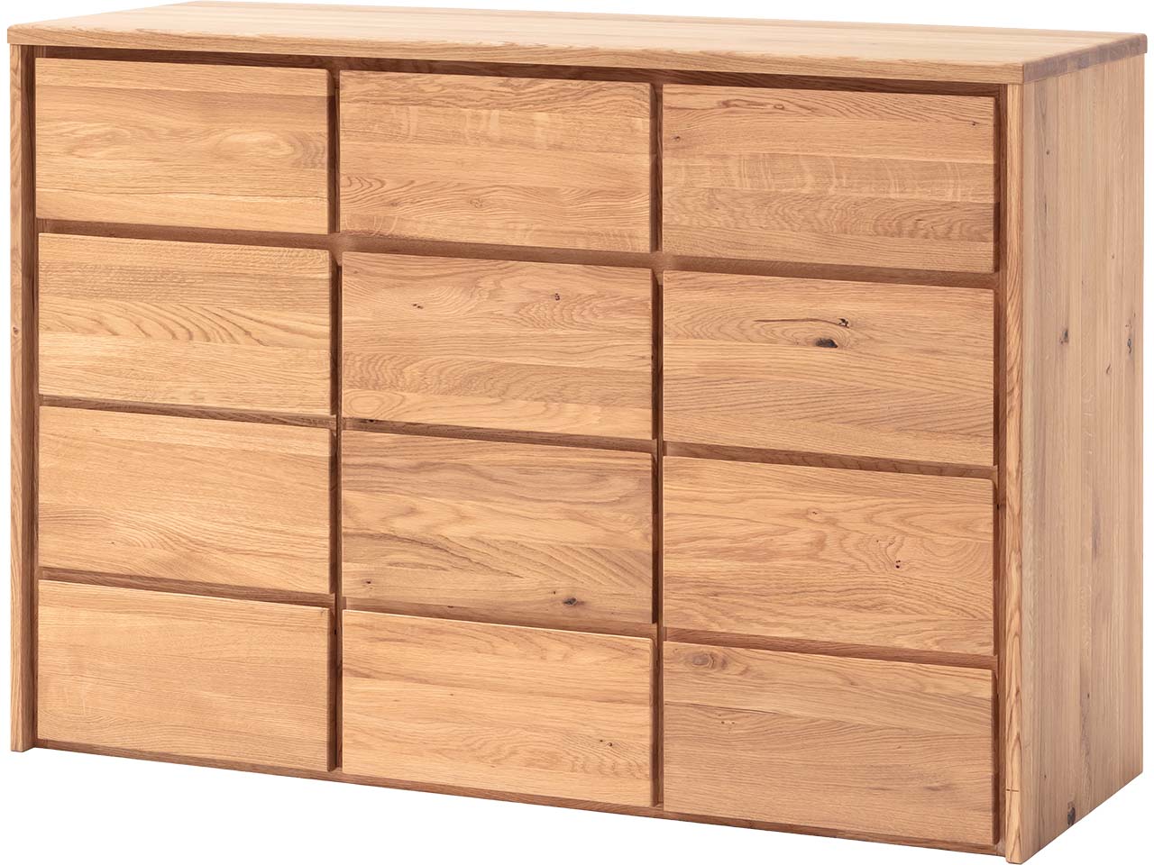 Kommode "Rödvig" aus Wildeiche, mit 3 Schubladen und 3 Türen, B 130 x T 48 x H 91 cm