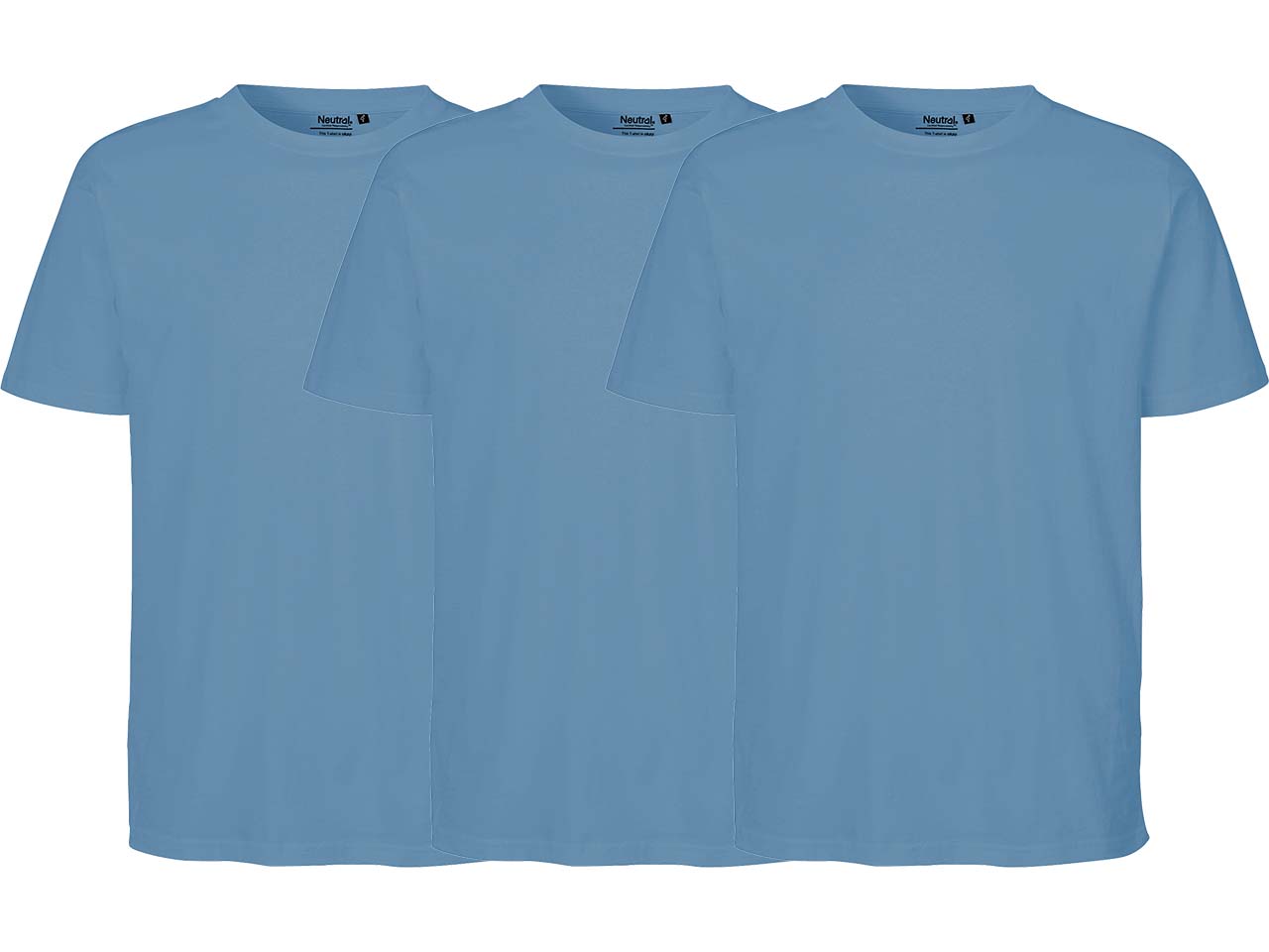 Neutral 3er-Pack Bio-Unisex-T-Shirt mit Rundhalsausschnitt, dusty indigo, Gr. L