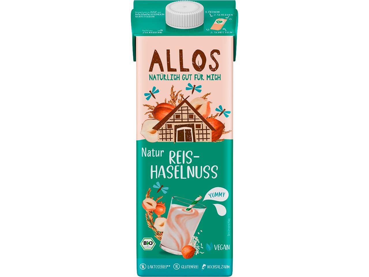 Allos Bio-Reis-Haselnussdrink 'Natur', 1 l