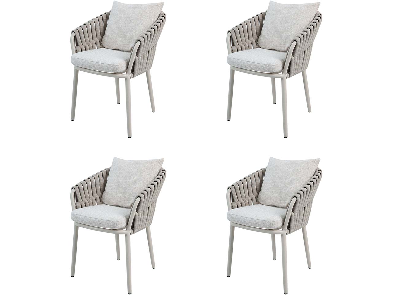 4er-Set Gartensessel "Torino" Gestell: Aluminium, Bezug: Olefin, Polyester, sand