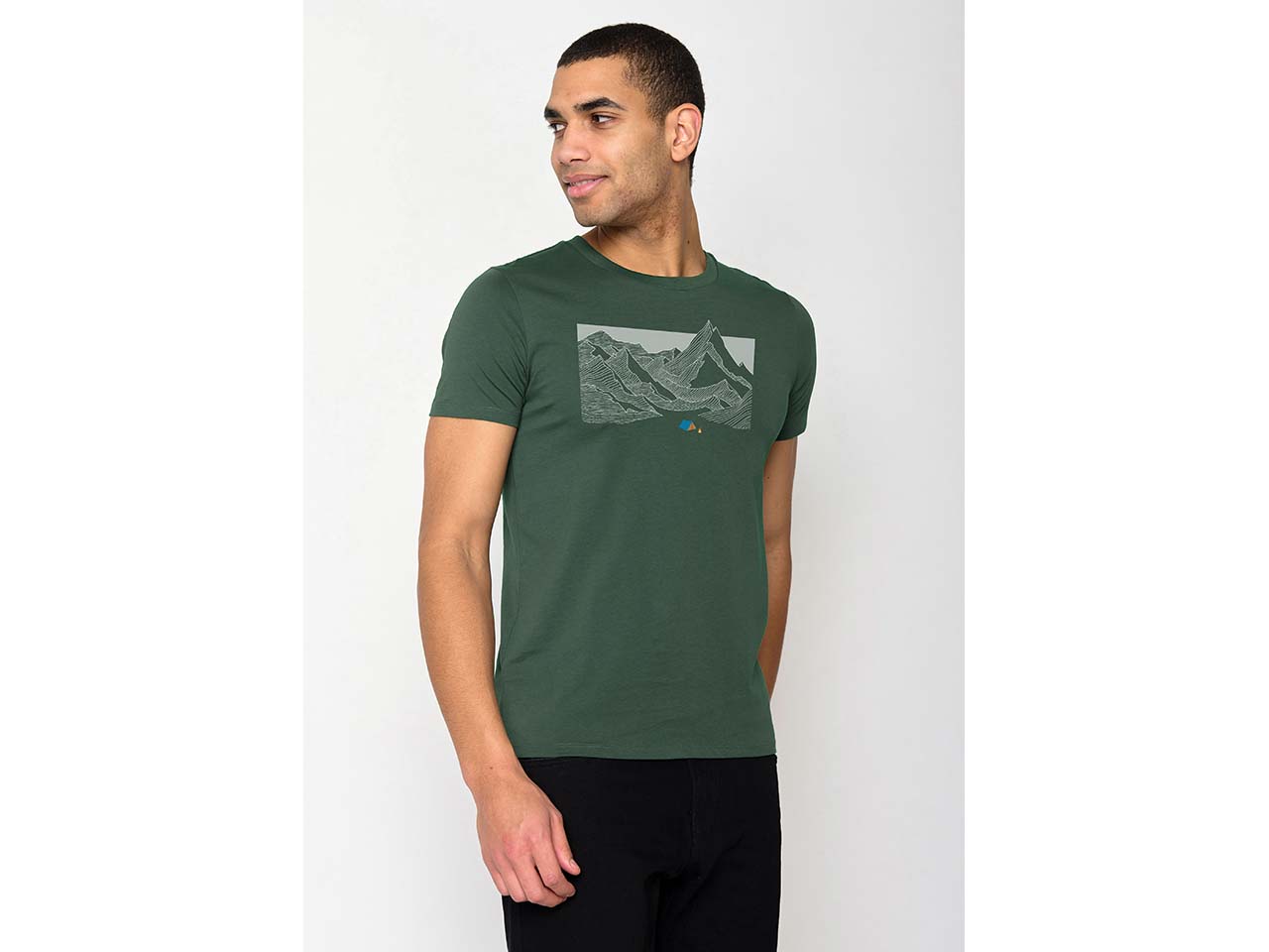 GREENBOMB Bio-Herren-T-Shirt "Nature Valley" mit Rundhalsausschnitt, bottle green, Gr. M
