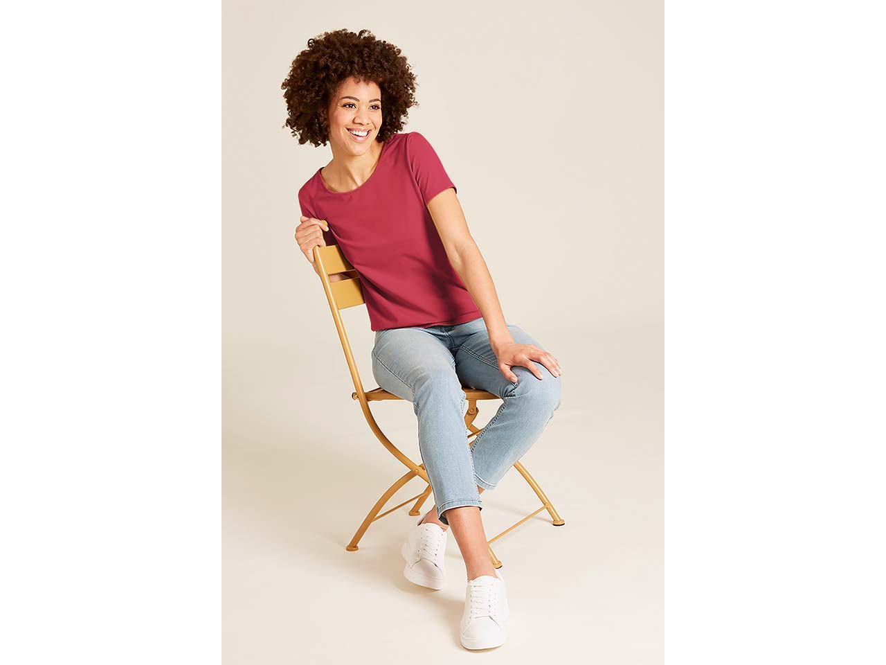 tranquillo Bio-Damen-T-Shirt mit gekreuzten Rückendetails, anemone, Gr. S