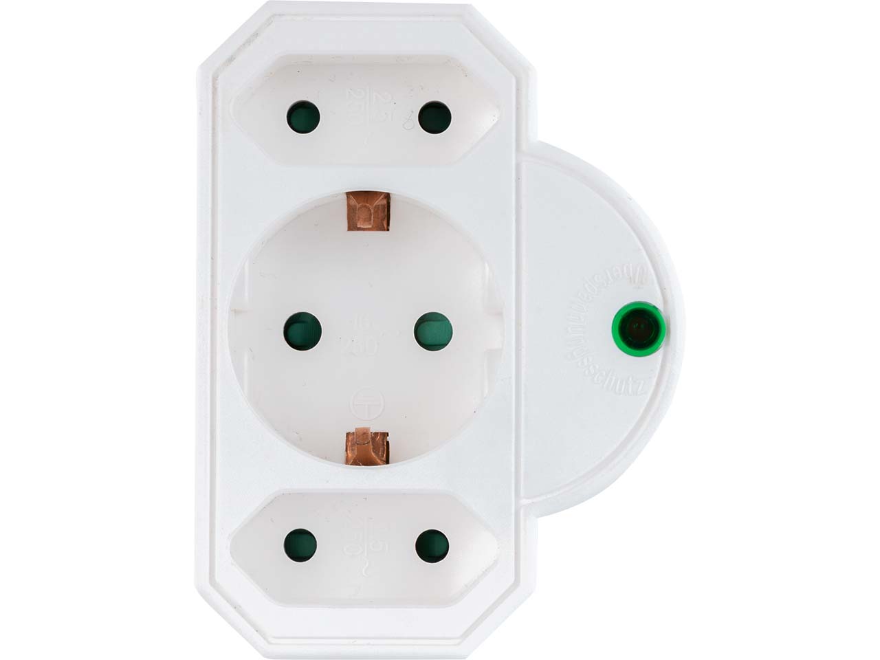 Steckdosenadapter mit Überspannungsschutz 2+1