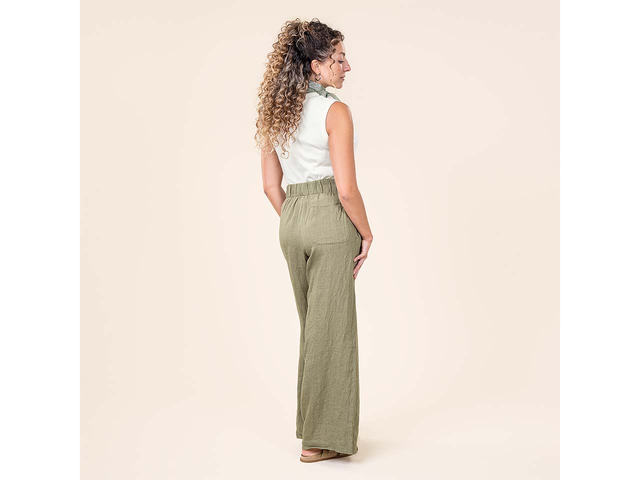 Living Crafts Damen-Hose "TOINI" mit flexiblem Bund, sage, Gr. 36