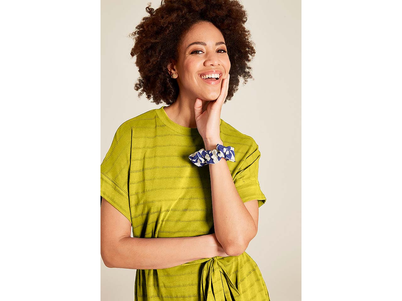 tranquillo Bio-Damen-Mini-Kleid aus Ajour-Jersey mit Taschen, pear, Gr. S