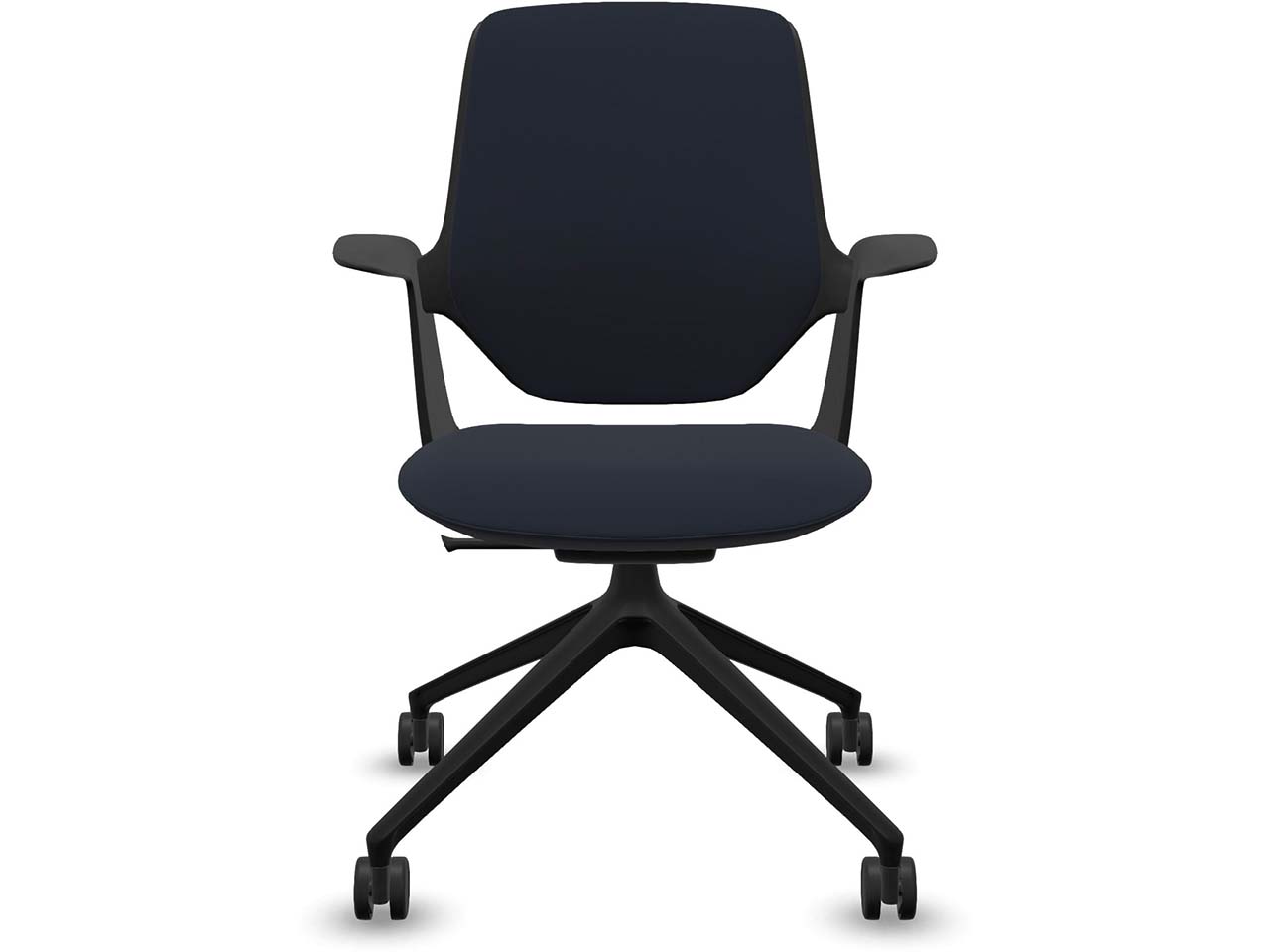 Profim Besucherstuhl "TRILLO PRO" mit Sternfußgestell auf Rollen, schwarz, Stoff: blau