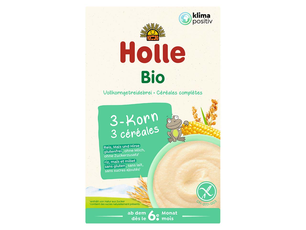 Holle Bio-Vollkorn-Getreidebrei 3-Korn, ab 6. Monat, 250 g