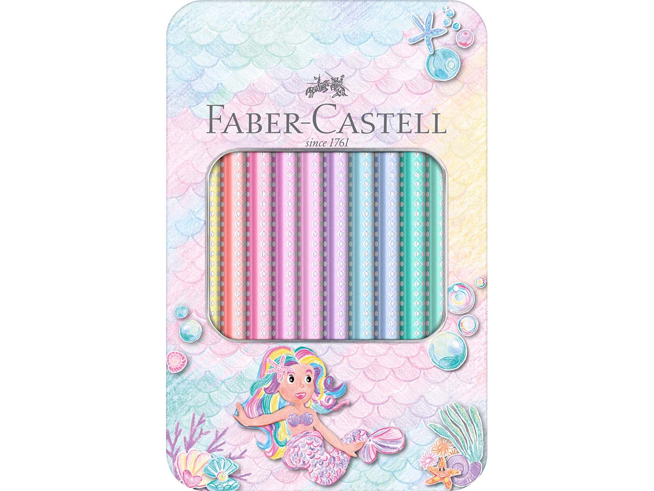 Faber-Castell Jumbo-Buntstifte "Sparkle" Pastell, 10er-Set im Metalletui