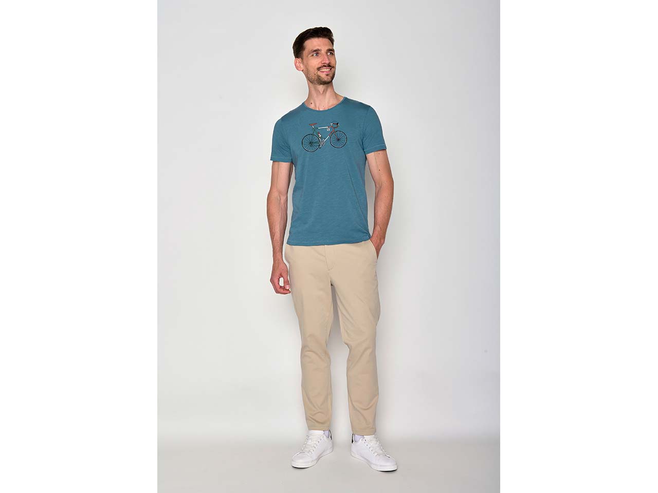GREENBOMB Bio-Herren-T-Shirt "Bike Enzo" mit Rundhalsausschnitt, sloppy blue, Gr. XL