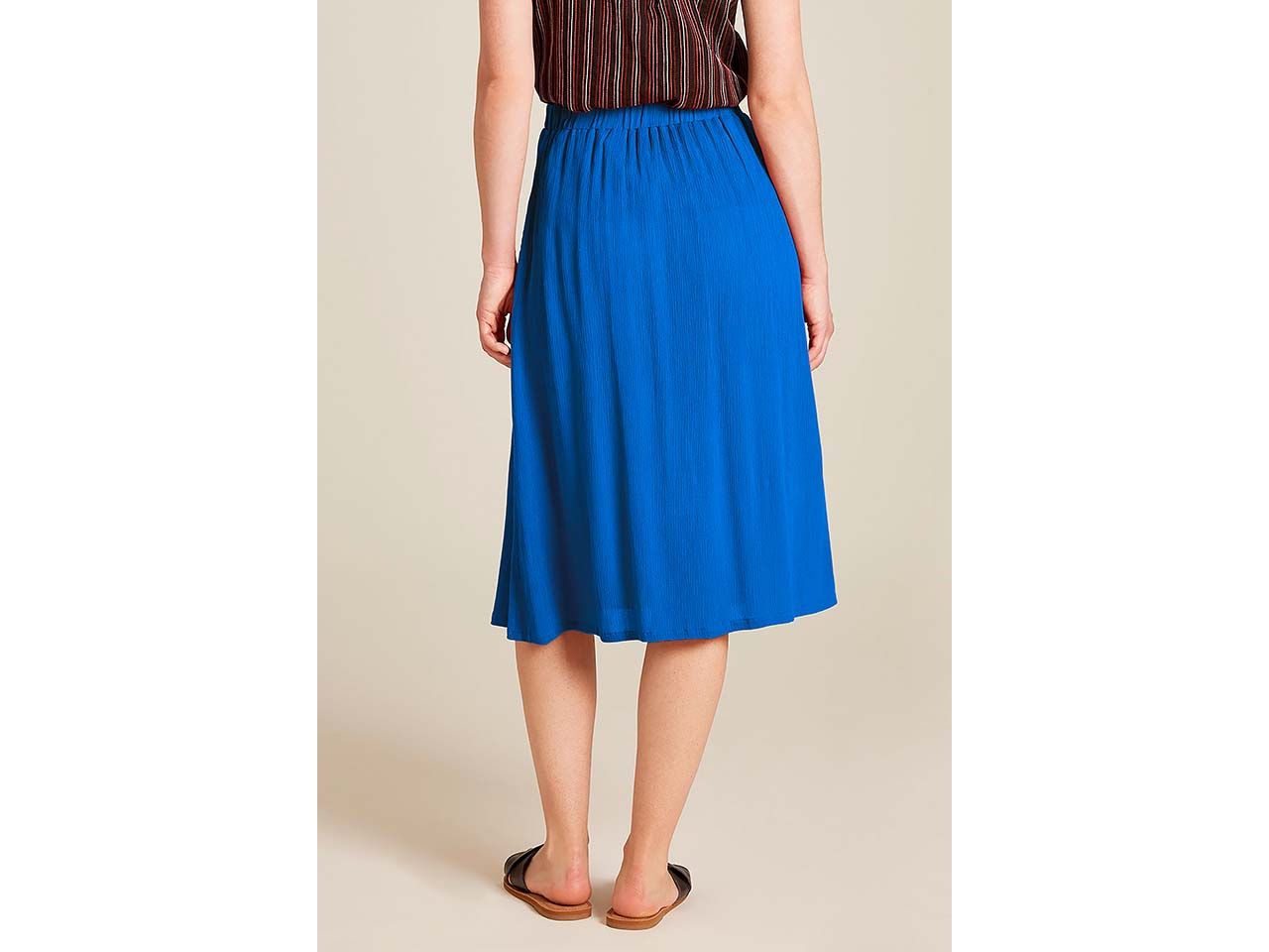 tranquillo Damen-Midi-Rock aus Crinkle-Viskose, mit Taschen, dazzling blue, Gr. 36