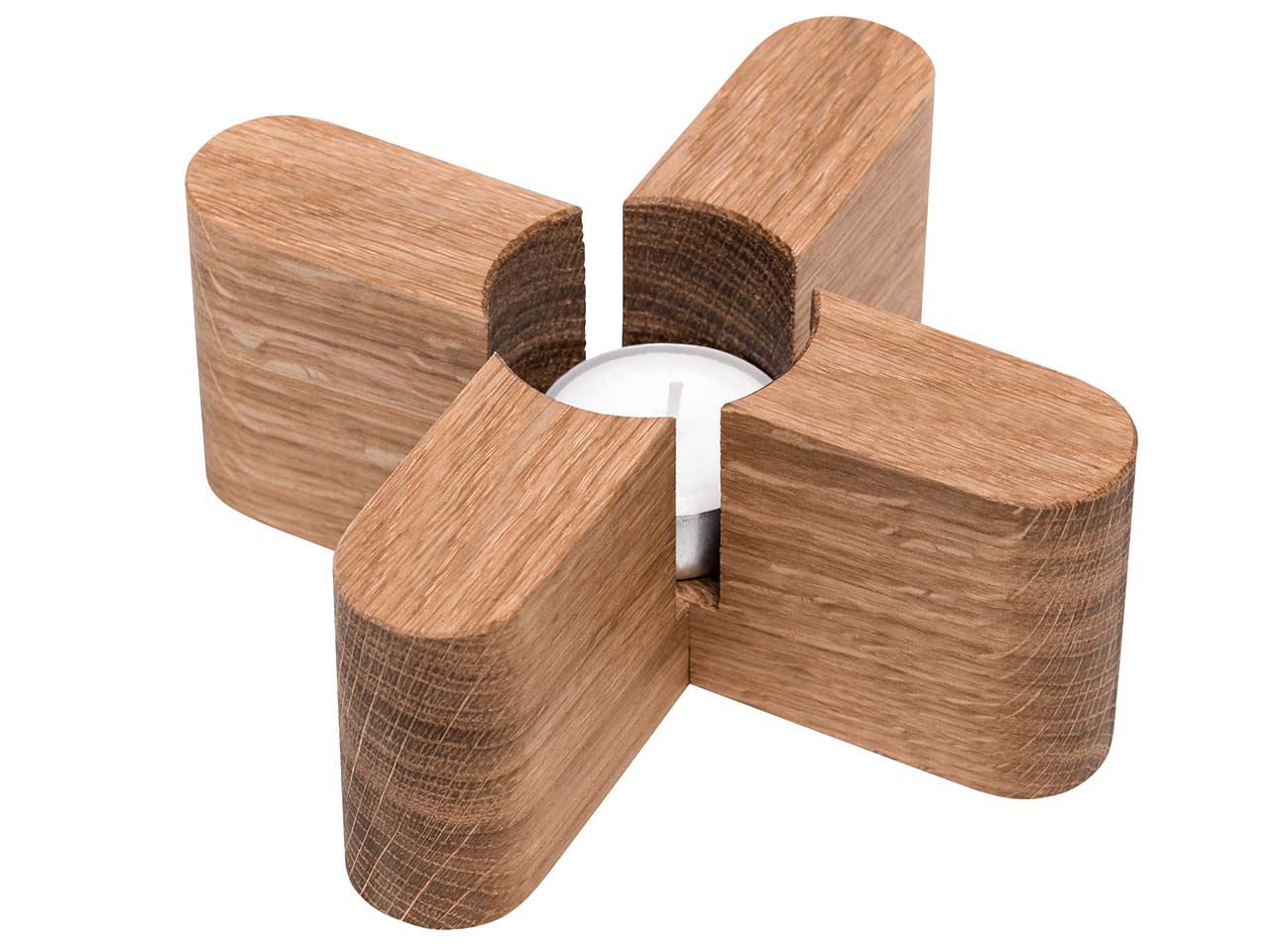 FAIRWERK Stövchen mit Teelicht B 15,5 x T 15,5 x H 6 cm, Eiche geölt