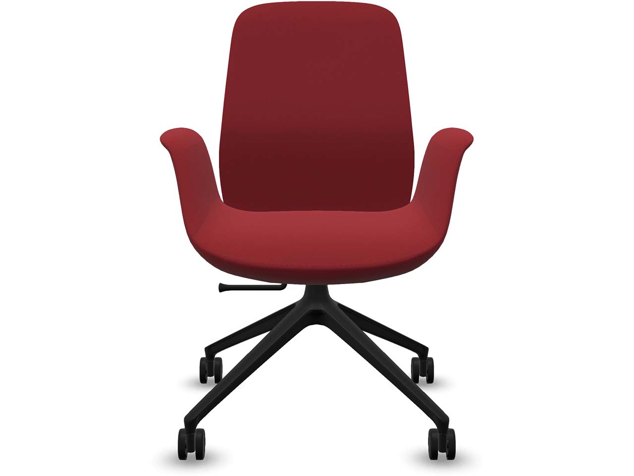 Profim Besucherstuhl "ELLIE PRO" mit Sternfußgestell auf Rollen, schwarz, Stoff: rot