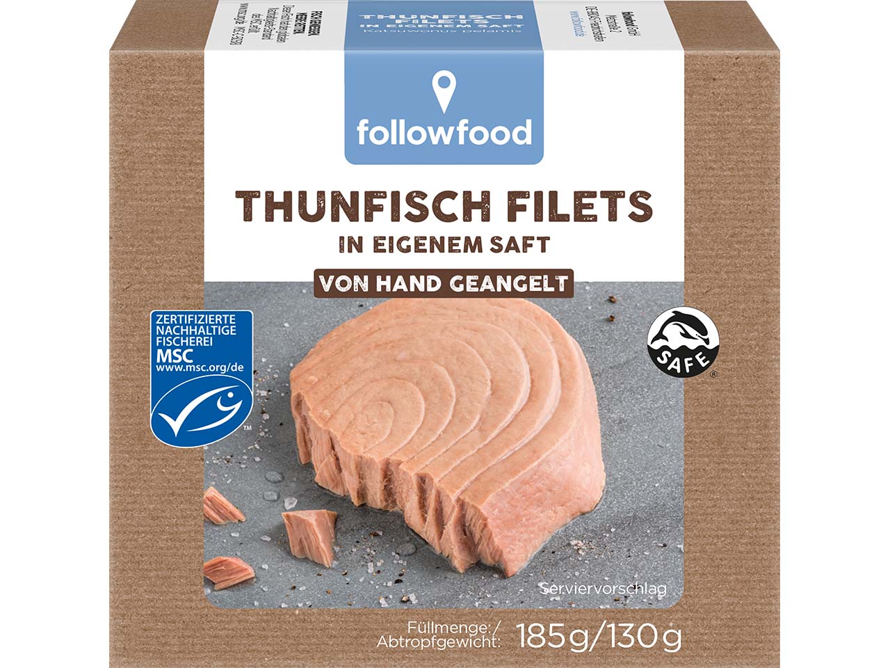followfood Thunfisch-Filets im eigenen Saft, 185 g