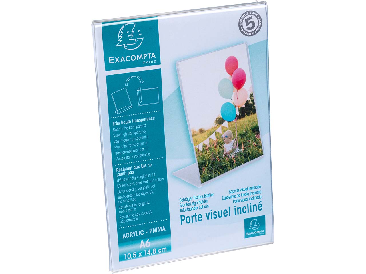 Exacompta Tischaufsteller abgeschrägt "Exacryl" aus PMMA, DIN A6, vertikal
