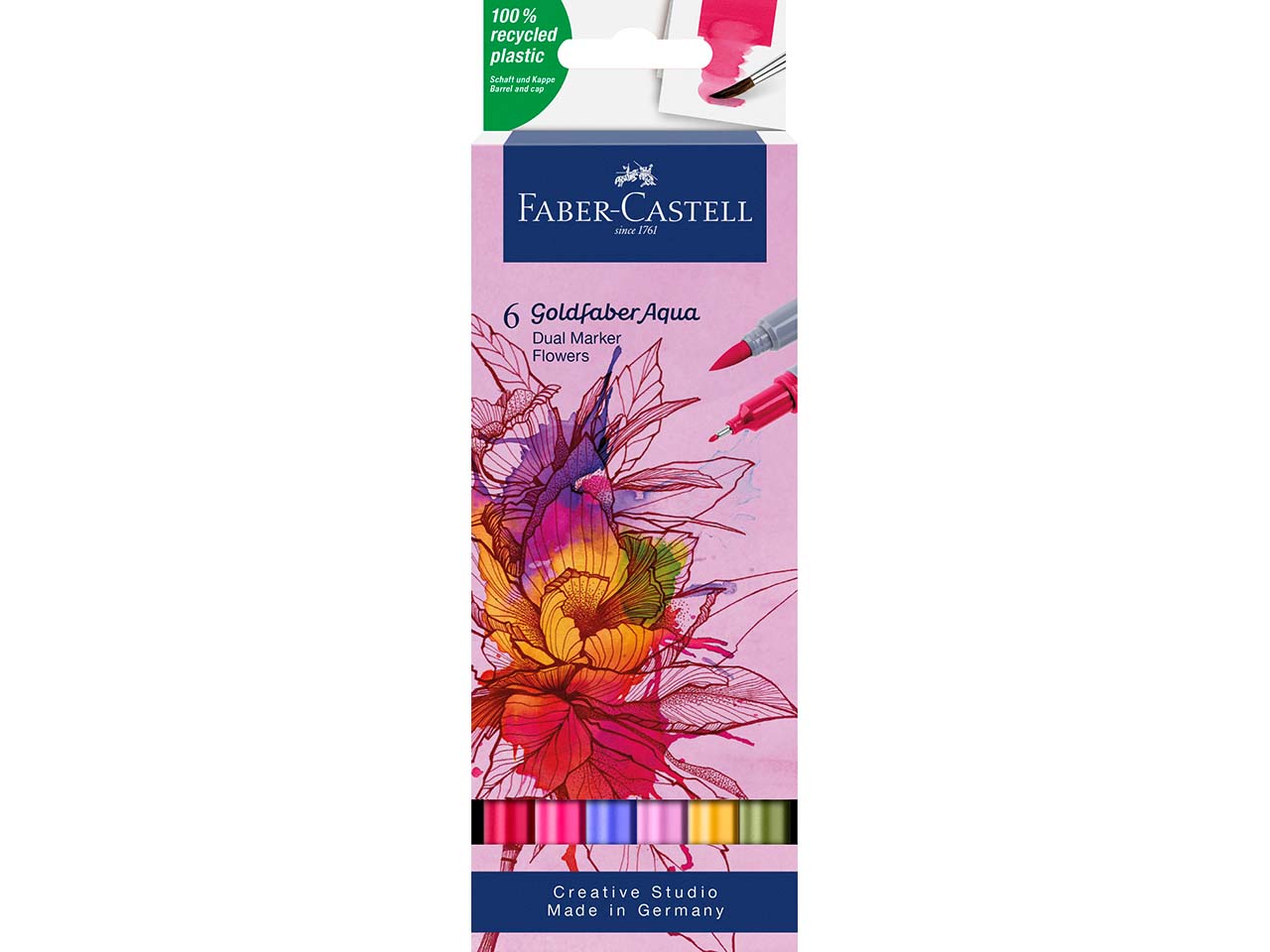 Faber-Castell Aquarell-Marker "Blumen" Goldfaber Aqua Dual, Lettering-Set, 6 Stück