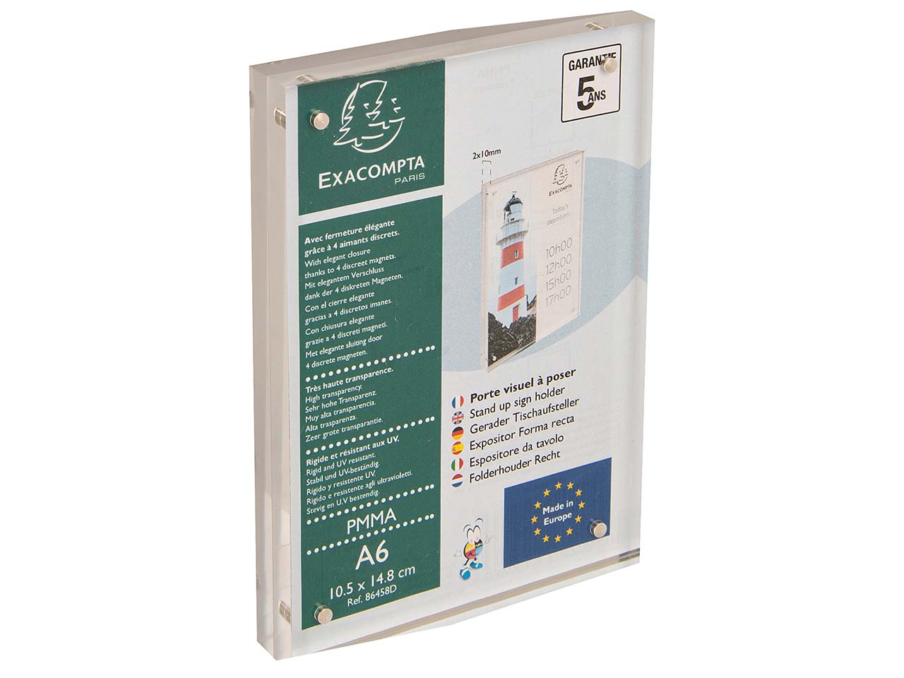 Exacompta Tischaufsteller "Exacryl" mit Magnetverschluss, (2x10mm) DIN A6