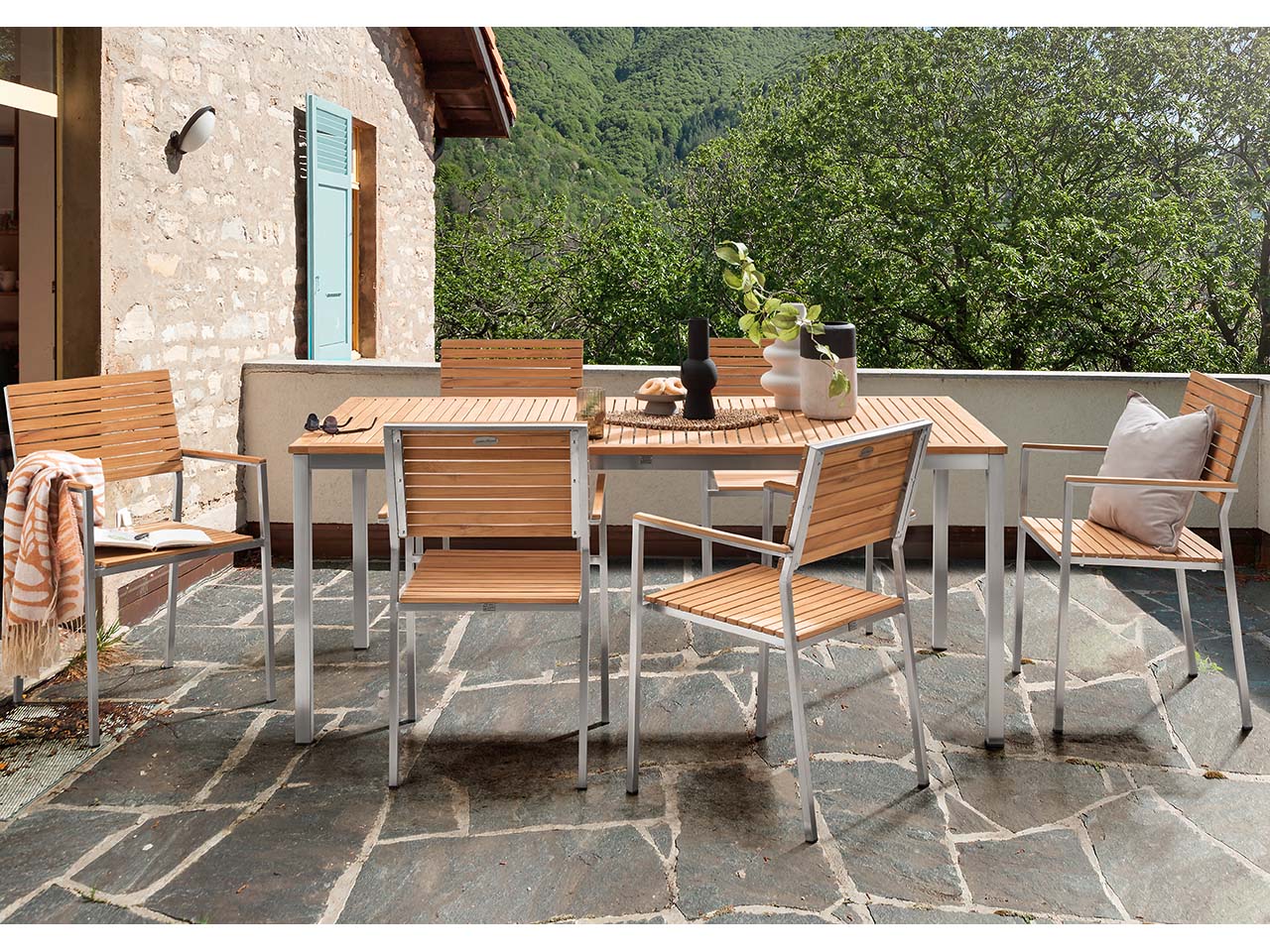 Garden Pleasure Gartenmöbel-Set "Luice", 7-teilig, 6 Sessel,1 Tisch, FSC zert.