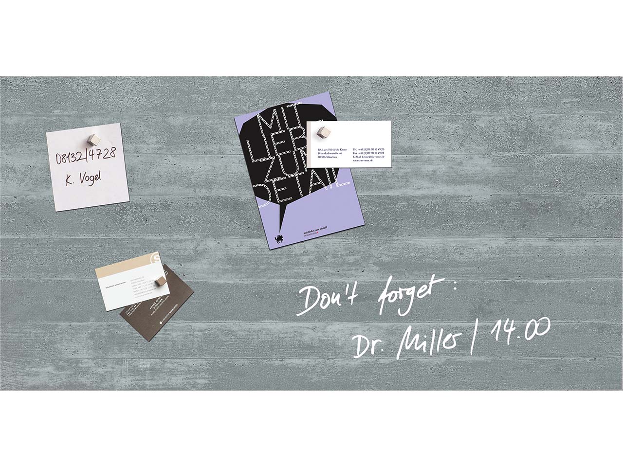 Sigel Glas-Magnettafel 'artverum' 91 x 46 cm, Sichtbeton