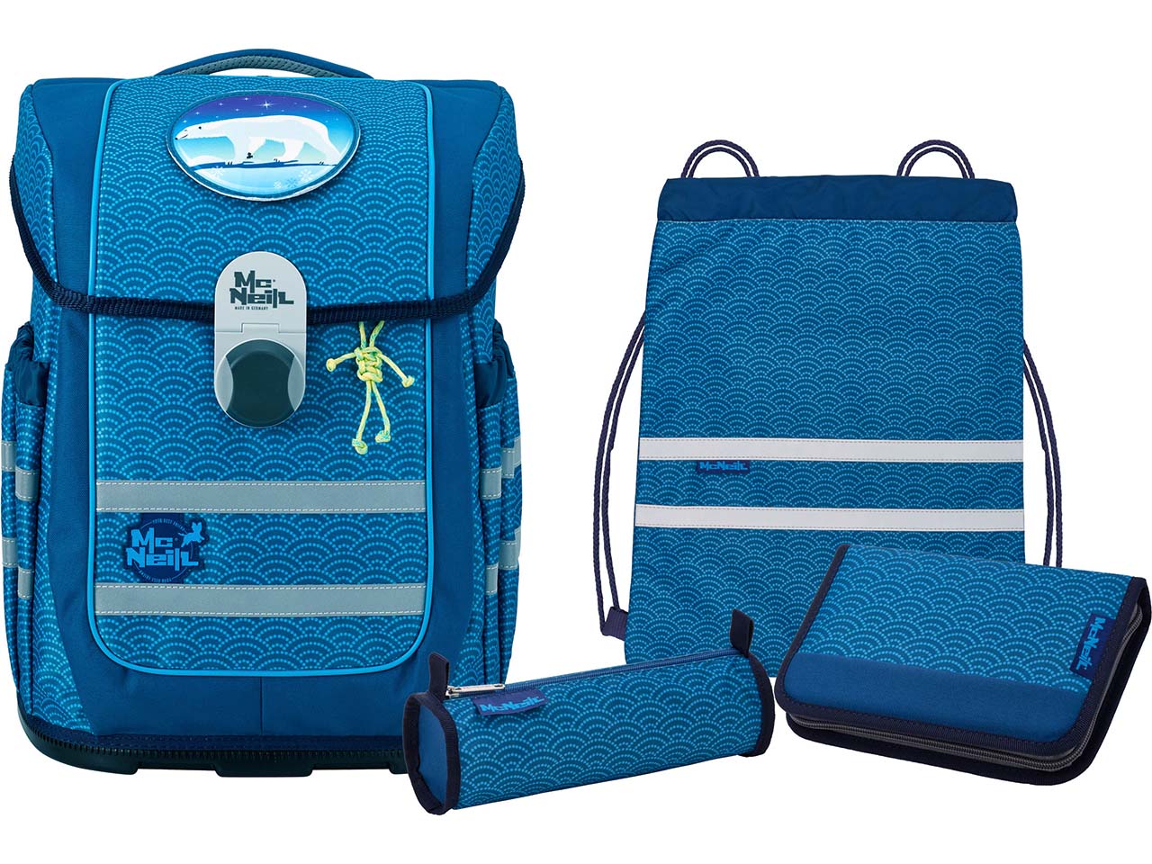 McNeill Schulranzen-Set 'McOcean' aus Recyclingkunststoff, puntoblu