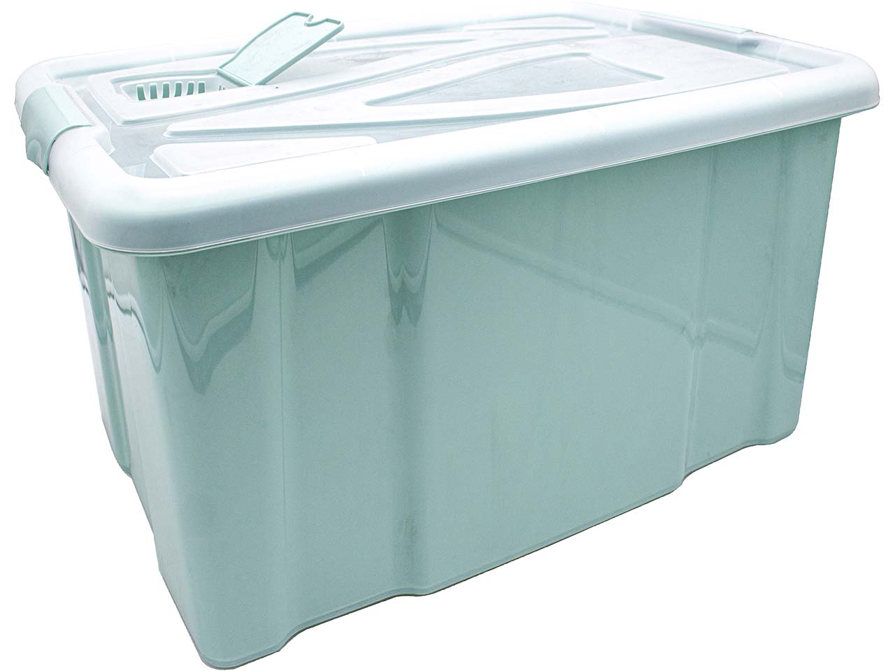 Aufbewahrungsbox "HAMBURG" mit Deckel und Lüftungsklappe, pastellgrün, 60 l