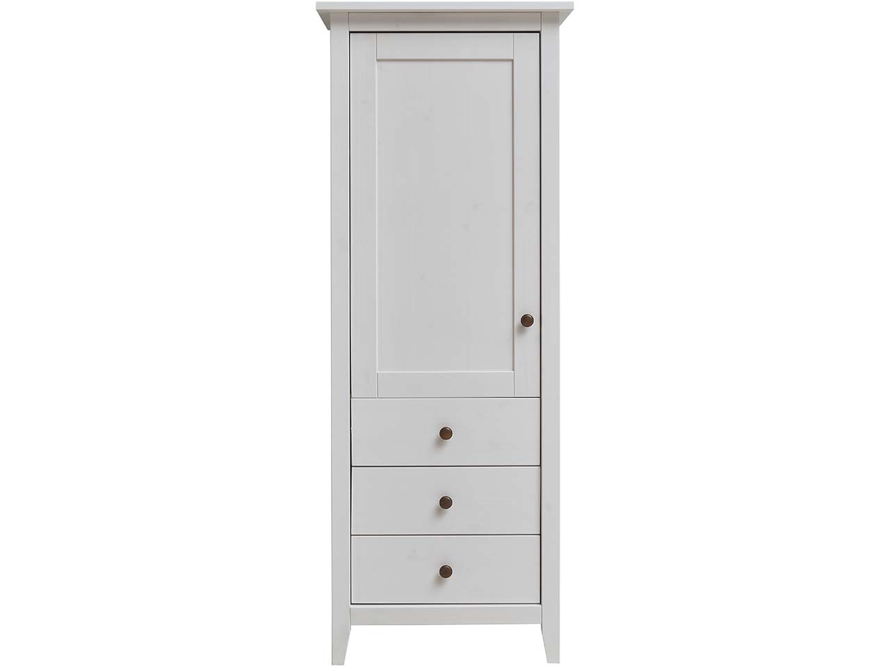 Highboard "Solvita" schmal, Holztür, 3 SL, B 58 x T 40 cm x H 150 cm, Kiefer weiß