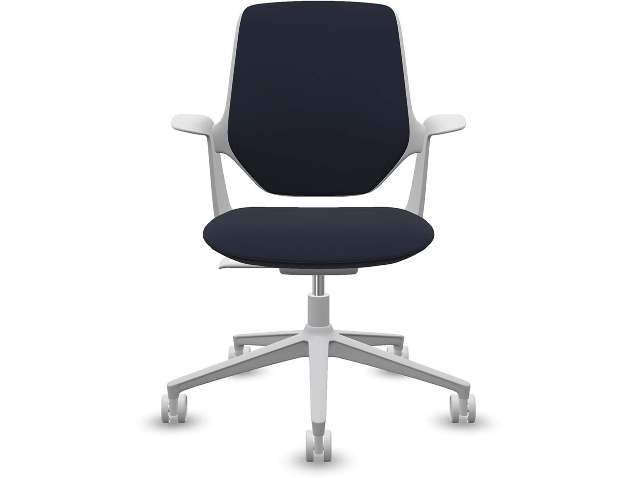 Profim Bürodrehstuhl „TRILLO PRO“ mit Armlehnen, weiß, Stoff: blau