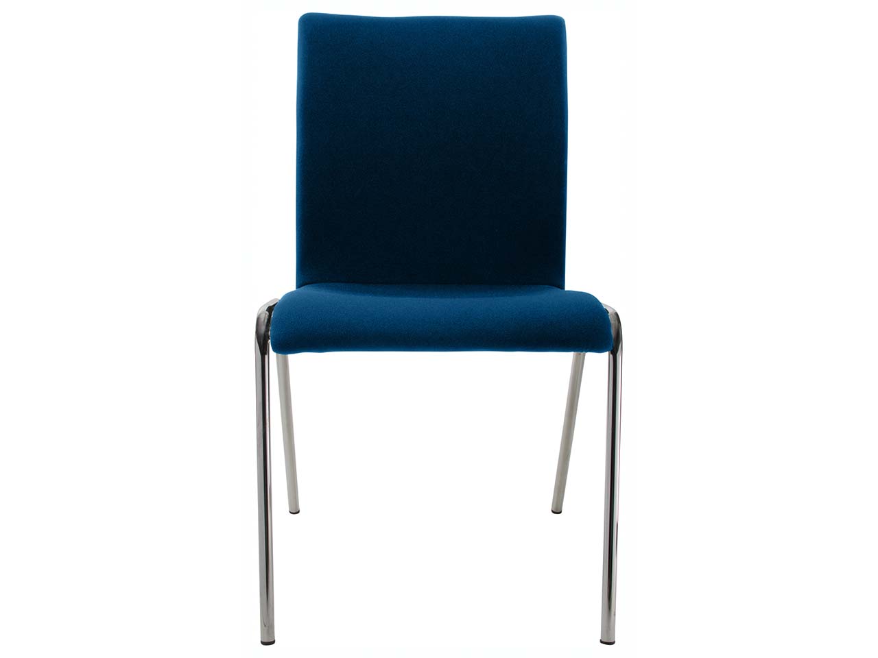 Besucherstuhl "A45" Buche, Gestell verchromt, Vollpolster blau