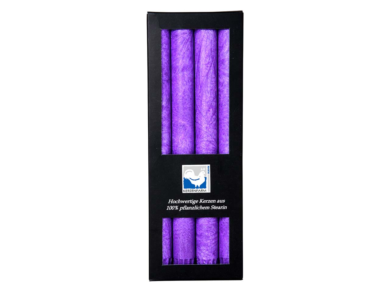 4 Hahn Stabkerzen aus Stearin, 22 x 250 mm, violett