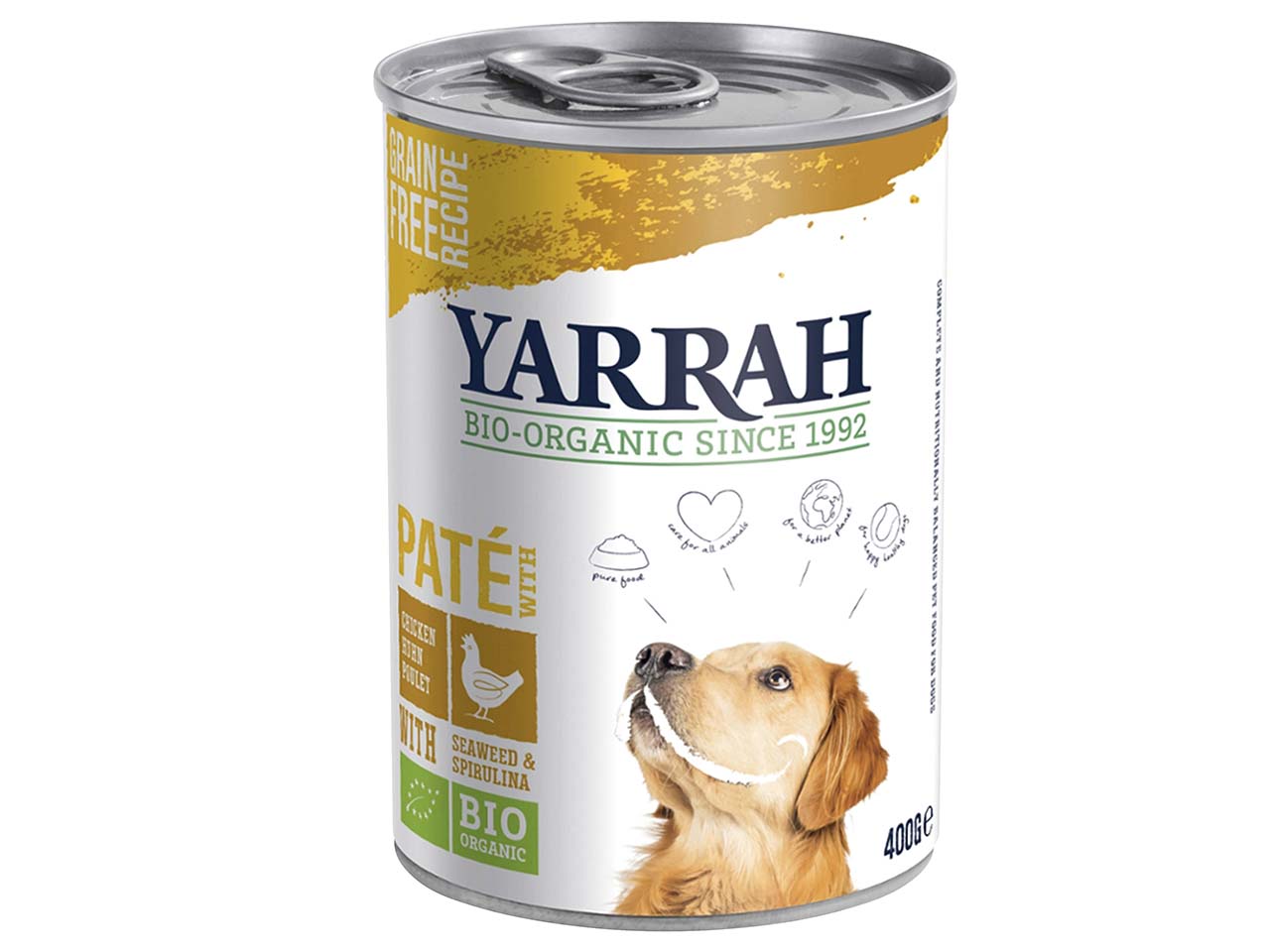 YARRAH Bio-Nassfutter für ausgewachsene Hunde, Huhn, getreidefrei, 400 g