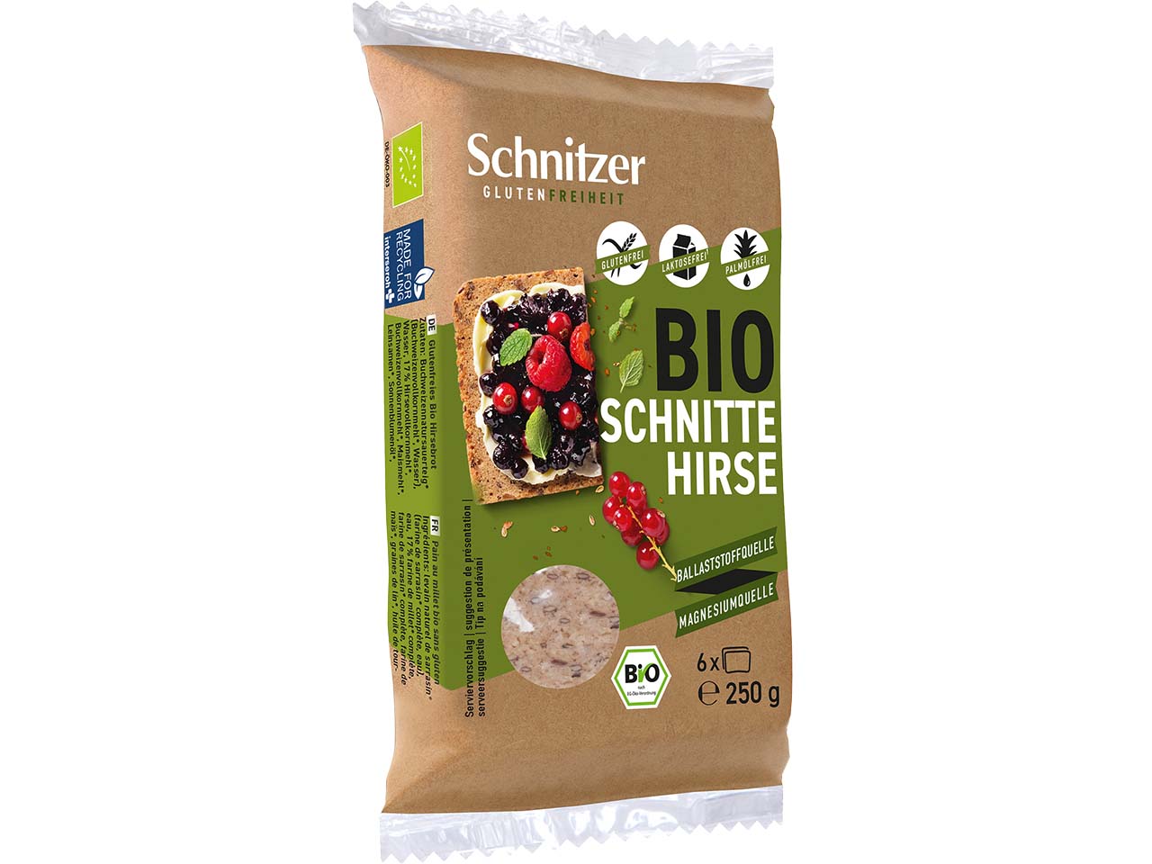 Schnitzer Bio-Hirsebrot "Schnitte Hirse", glutenfrei, 250 g