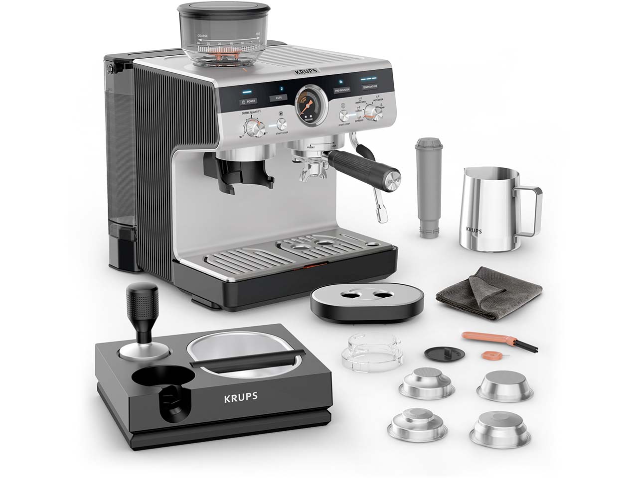 KRUPS Siebträger-Kaffeemaschine "Precision+ XP804T", schwarz/silber