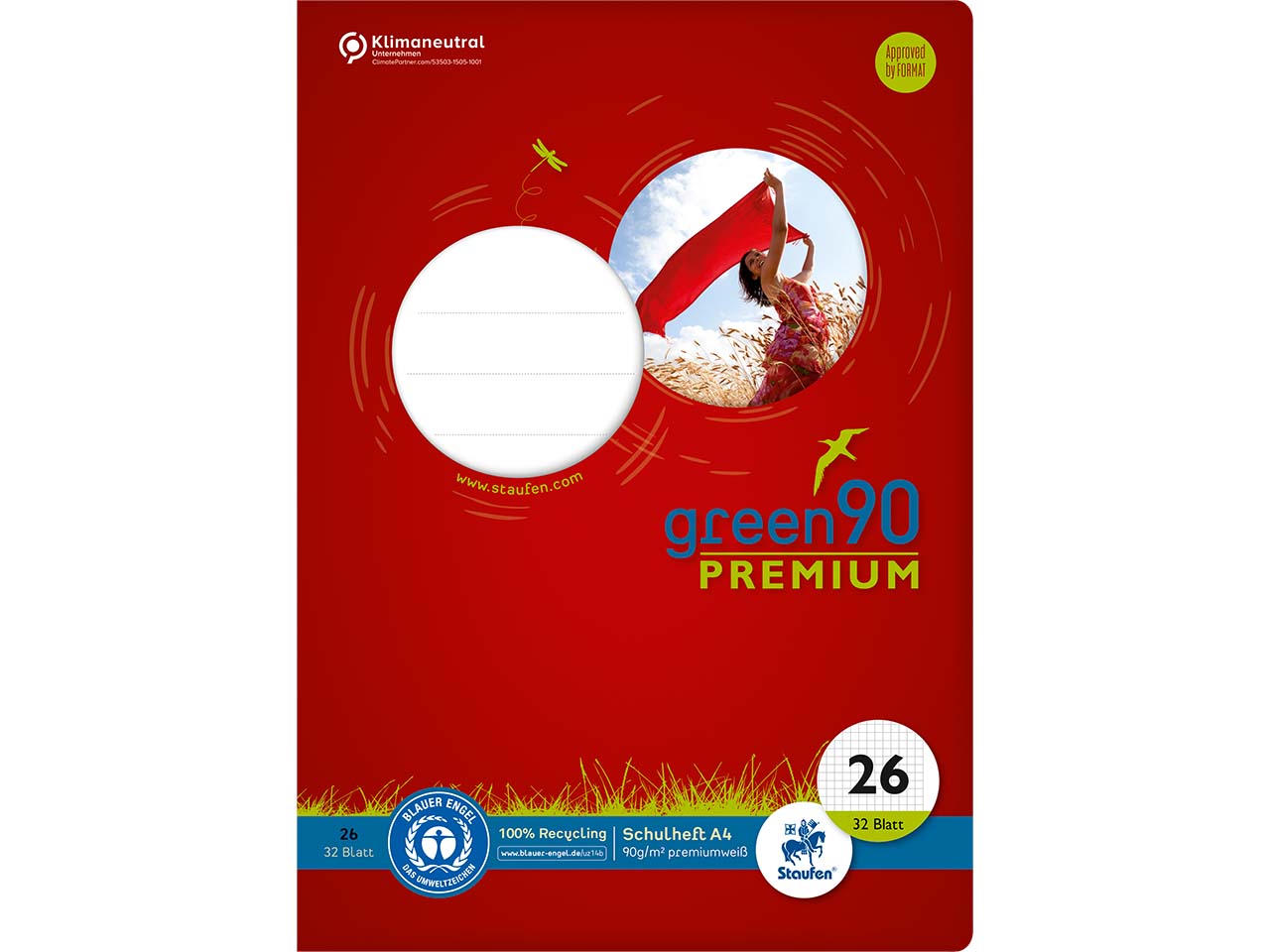 Staufen "Premio" Doppelschulheft DIN A4, 90g/m², Lineatur 26