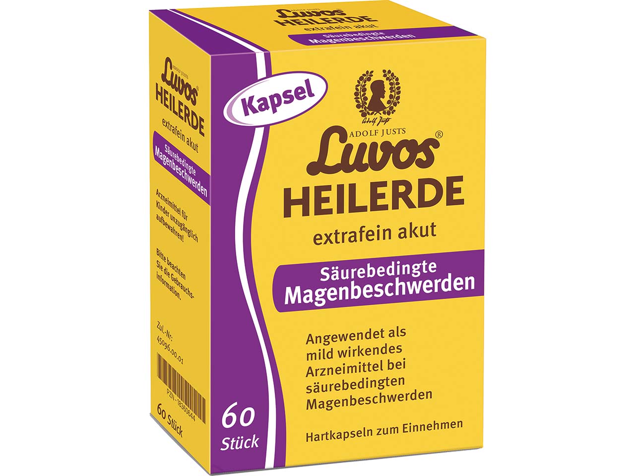 Luvos Heilerde-Kapseln für säurebedingte Magenbeschwerden, extrafein akut, 60 Stk.
