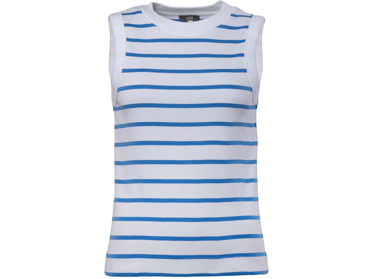 Living Crafts Bio-Damen-Top 'RITA' aus Feinripp, azure blue/white, Gr. L