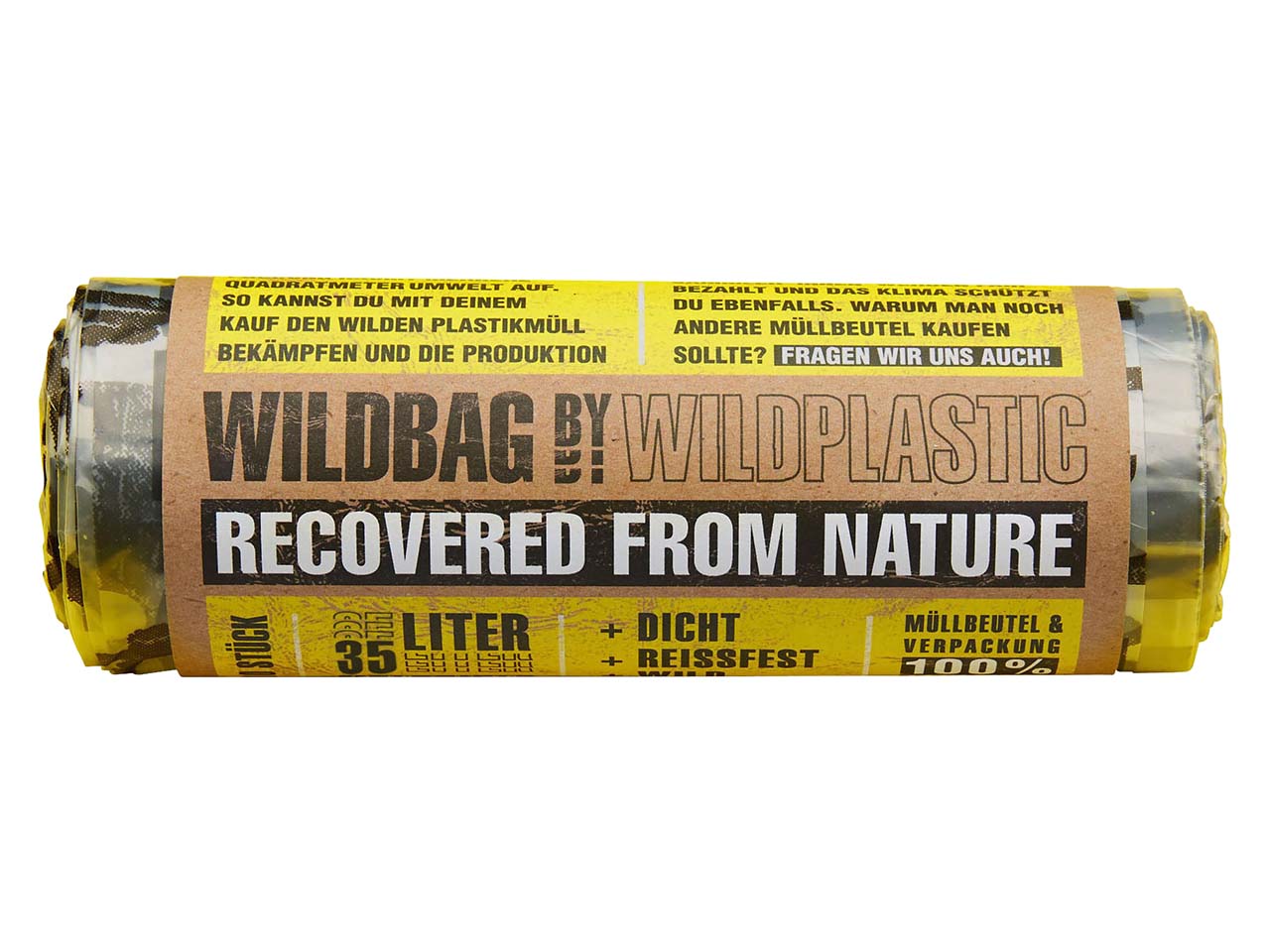 Wildplastic Müllbeutel "Wildbag" 35 l aus Recyclingkunststoff, 12 Stk.
