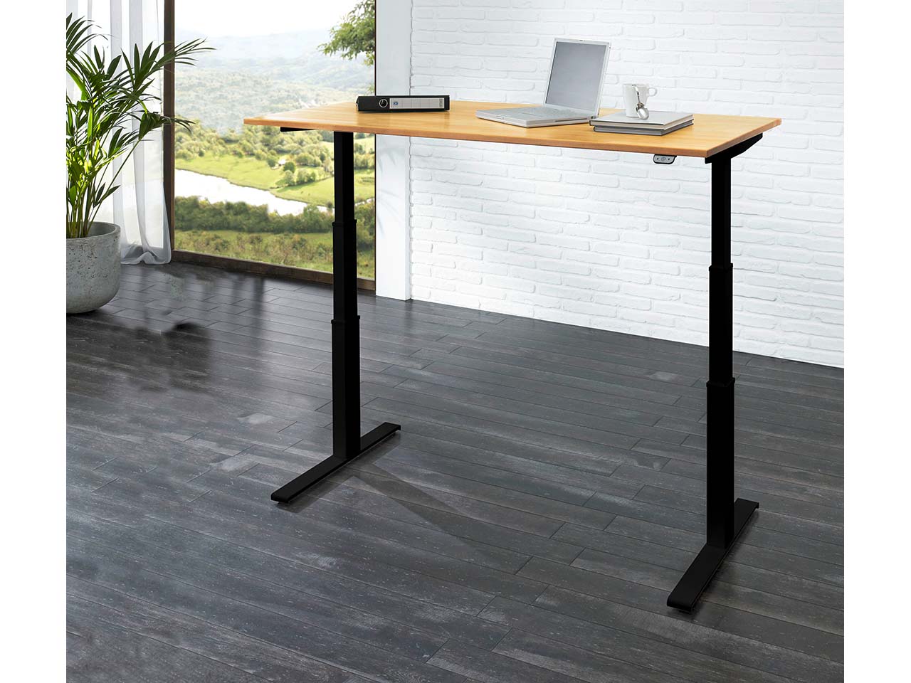 memo Sitz-/Stehtisch 'Sit-Up' schwarz, Buche massiv  (BxT) 160 x 60 cm