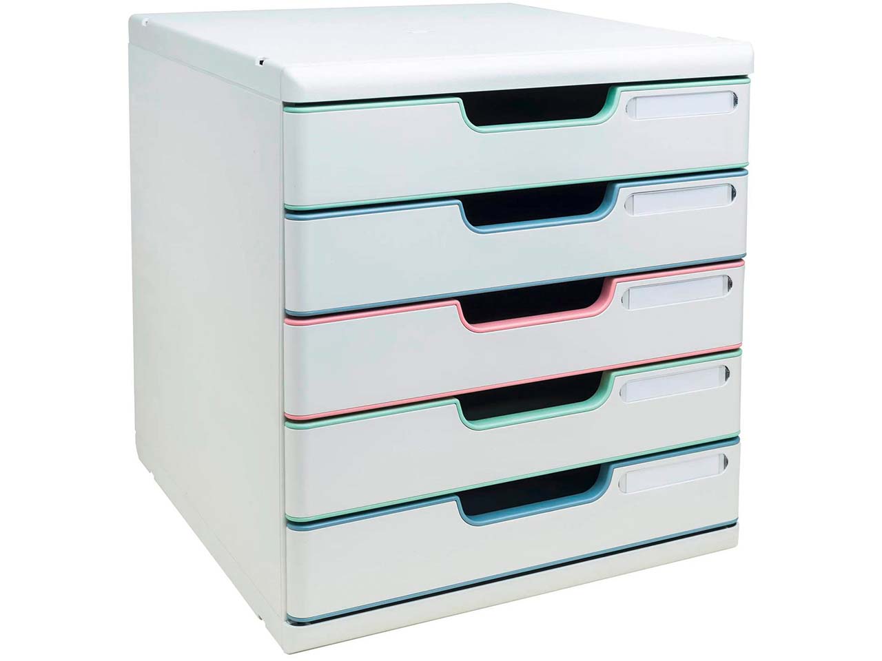 Exacompta Schubladenbox "Modulo AutentiK" DIN A4+, 5 Schubladen fbg sort., Korpus weiß