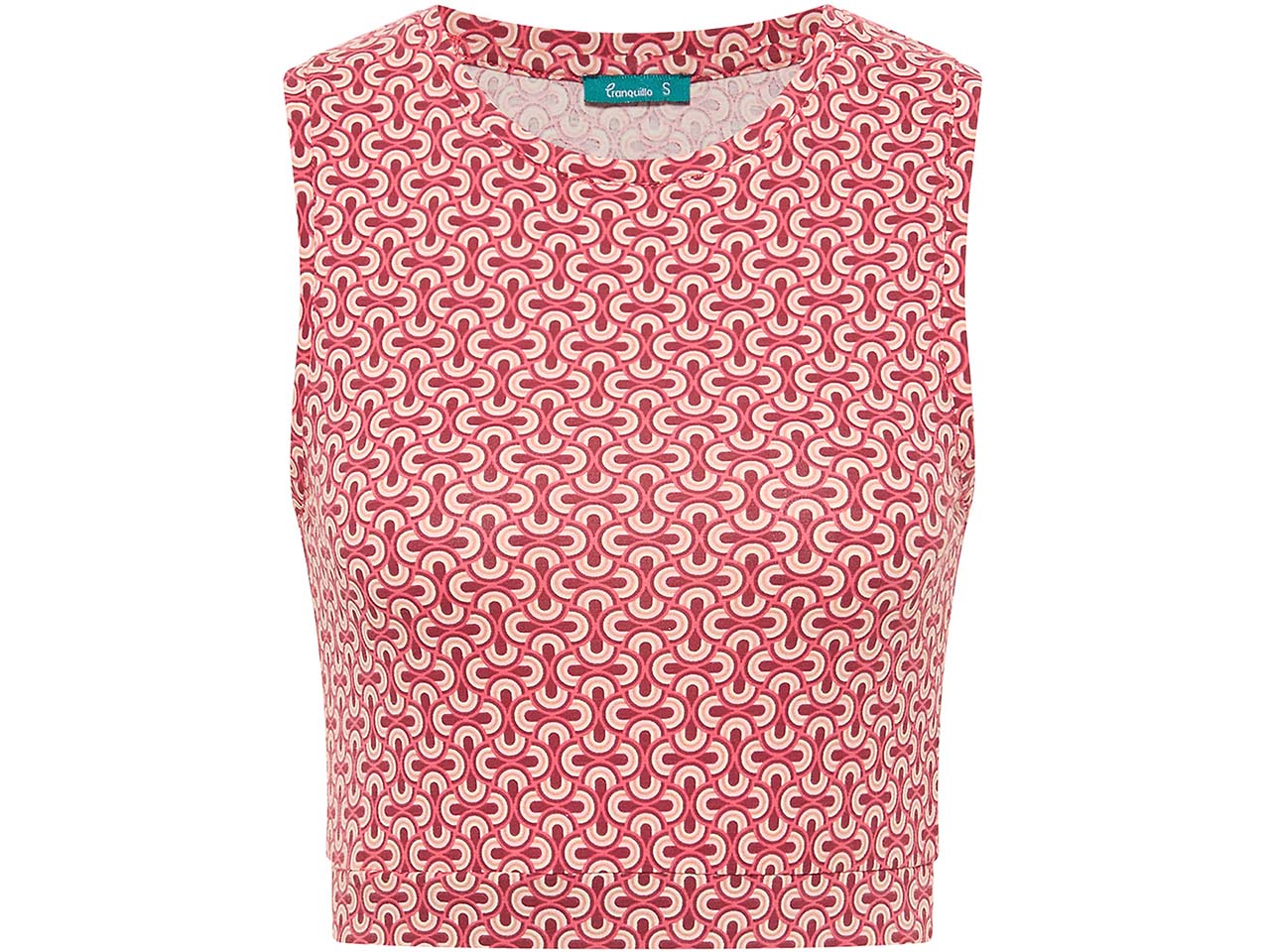 tranquillo Bio-Damen-Jersey-Crop-Top mit Rundhalsausschnitt, waves, Gr. L