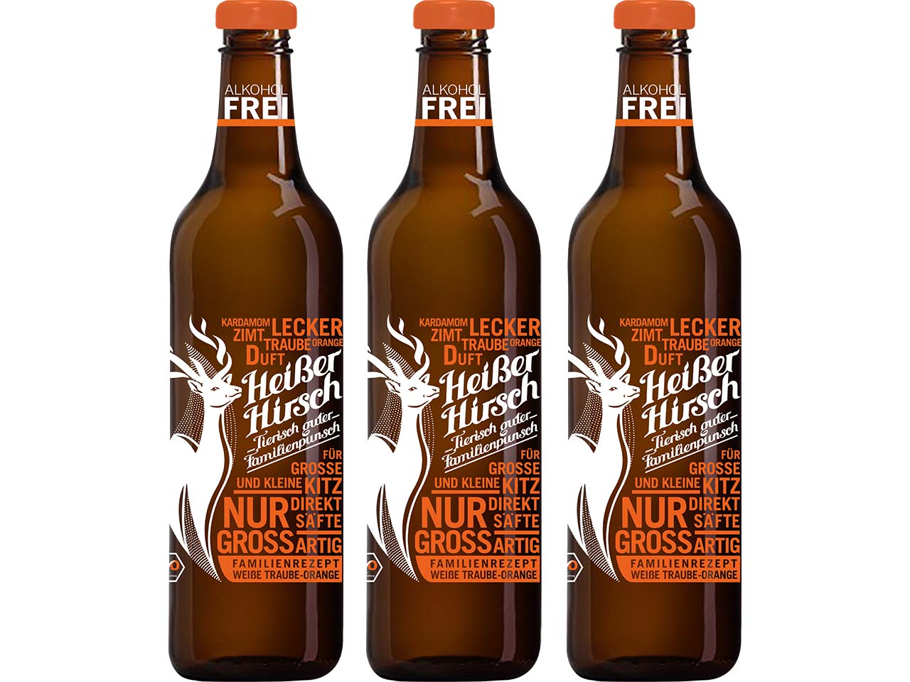 Heißer Hirsch Bio-Punsch "Weiße Traube-Orange" alkoholfrei, 3 Stk.