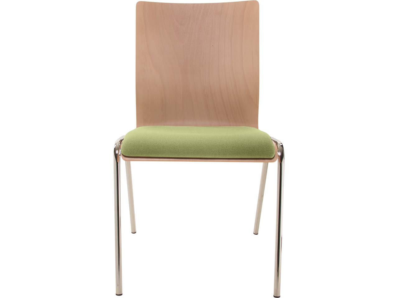 Besucherstuhl "A45" Buche, Gestell verchromt, Sitzpolster hellgrün