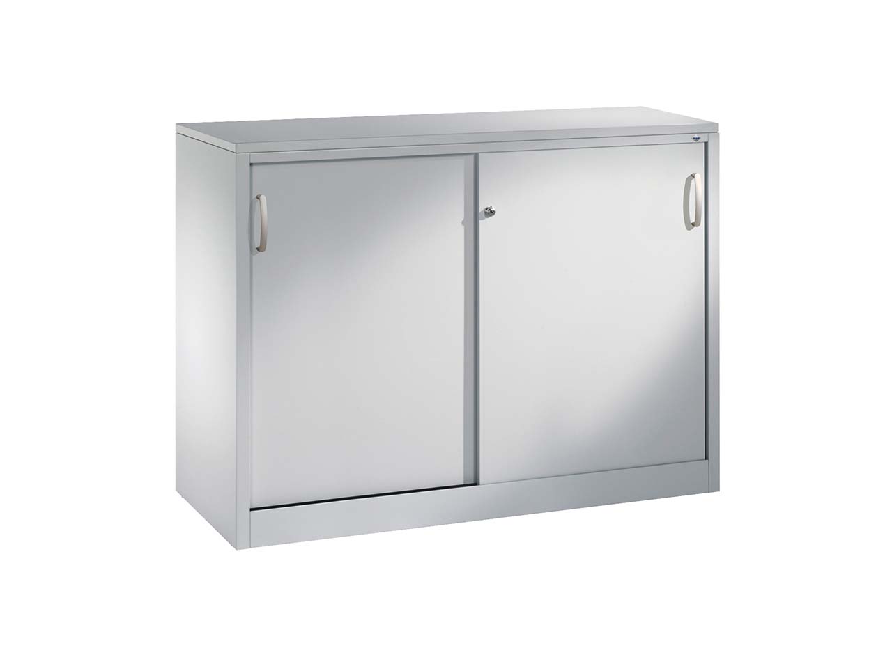 Schiebetürenschrank aus Stahl 120 cm breit lichtgrau T 50 H 120