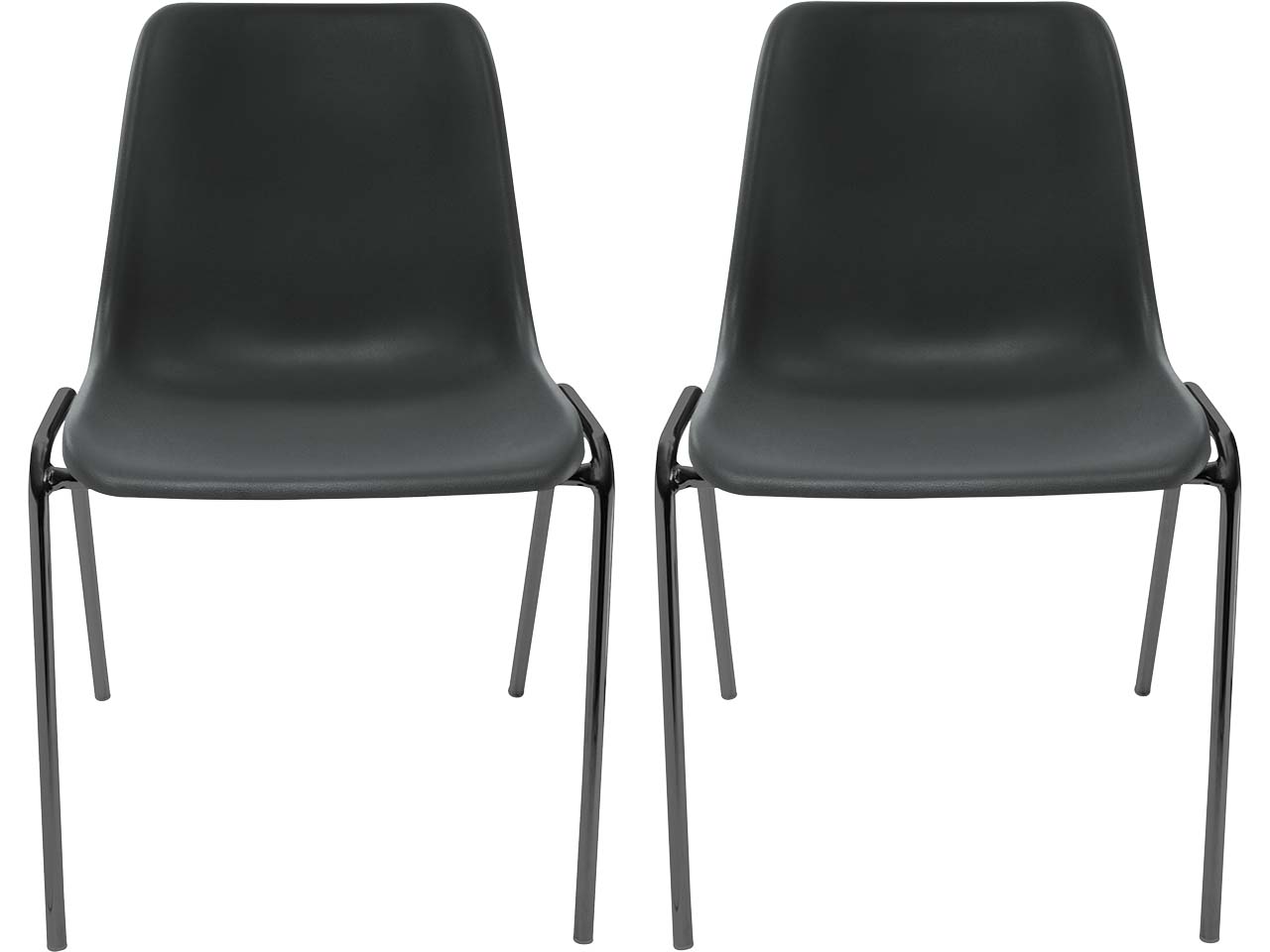 2x Besucherstuhl "ECO" Gestell anthrazit, Kunststoffschale schwarz