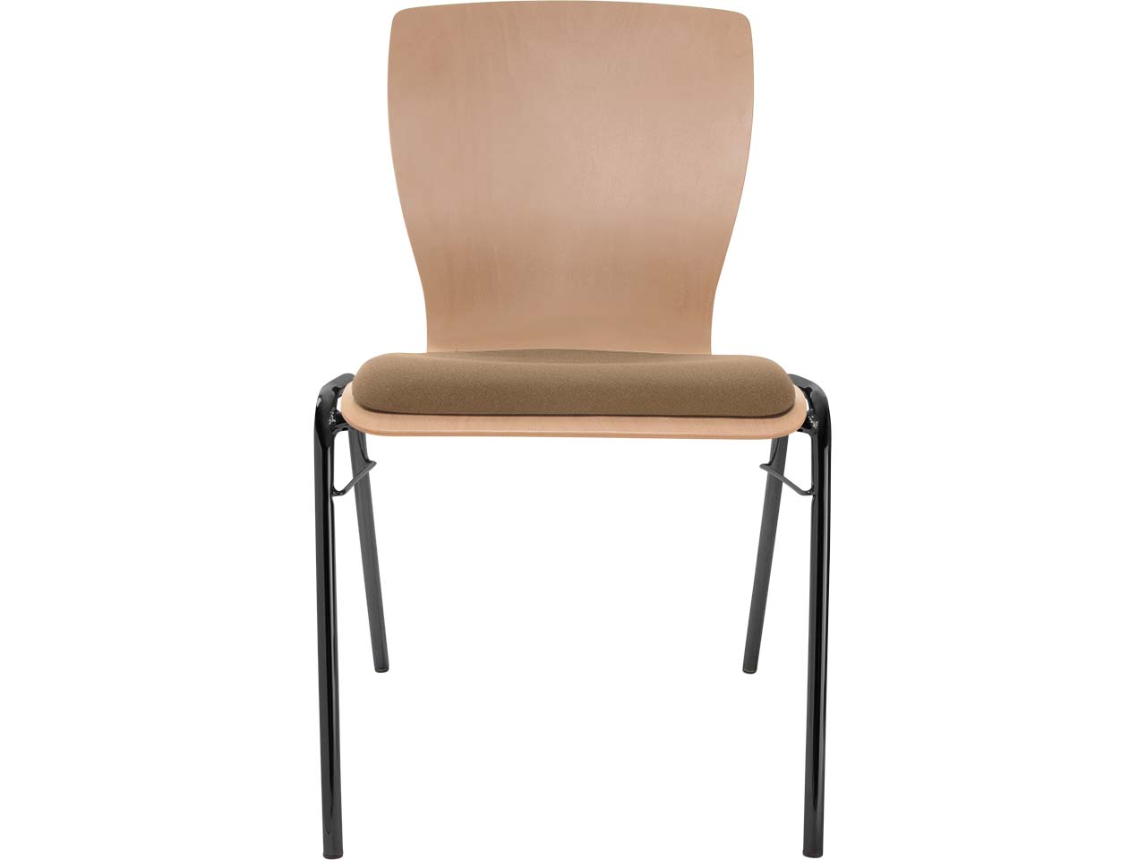 Besucherstuhl "A29" Buche, Gestell schwarz, Steg, Sitzpolster braun