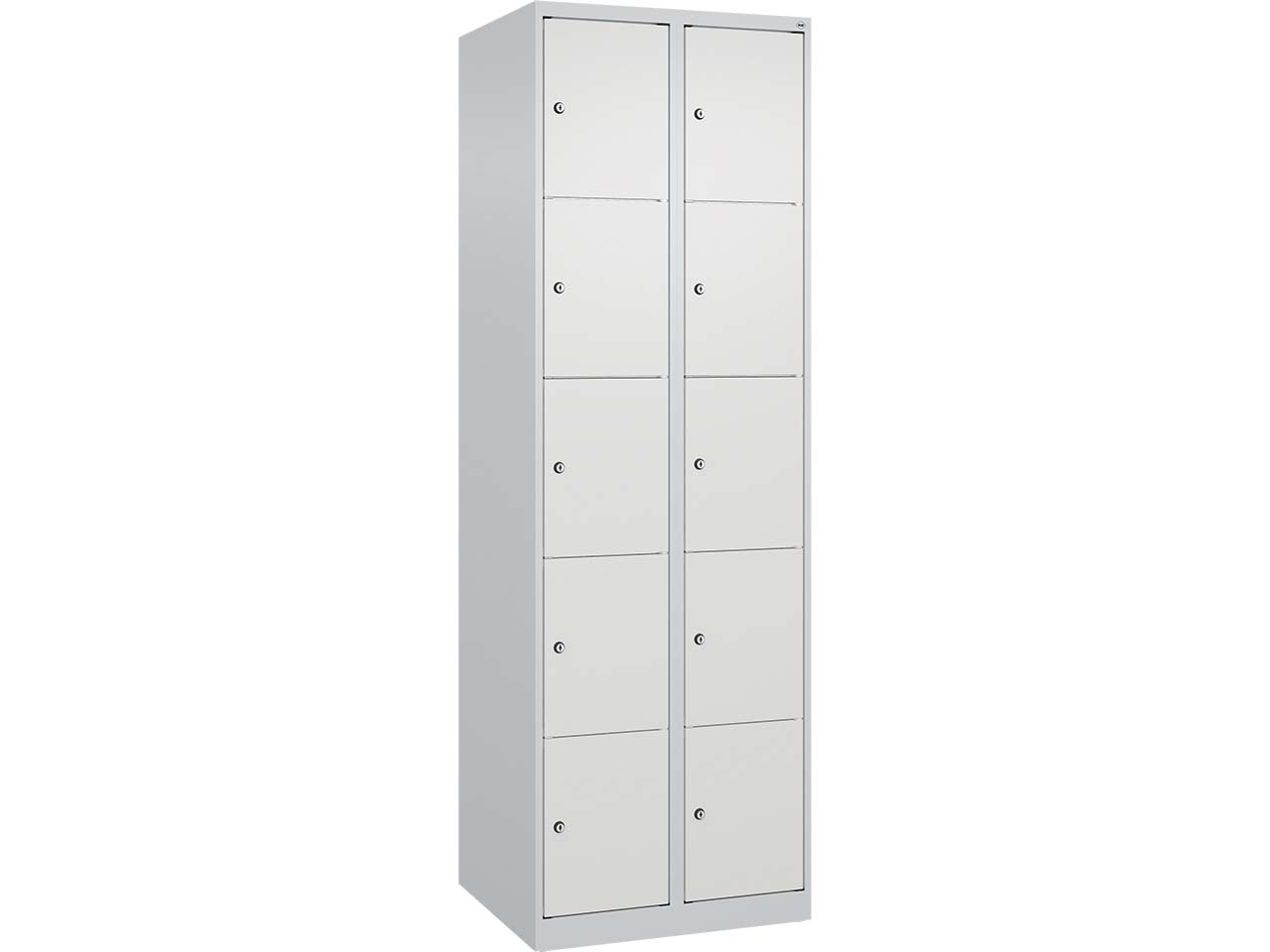C+P Schließfachschrank Classic PLUS, 10 Fächer, 1850x600x500mm, Lichtgrau/Verkehrsweiß