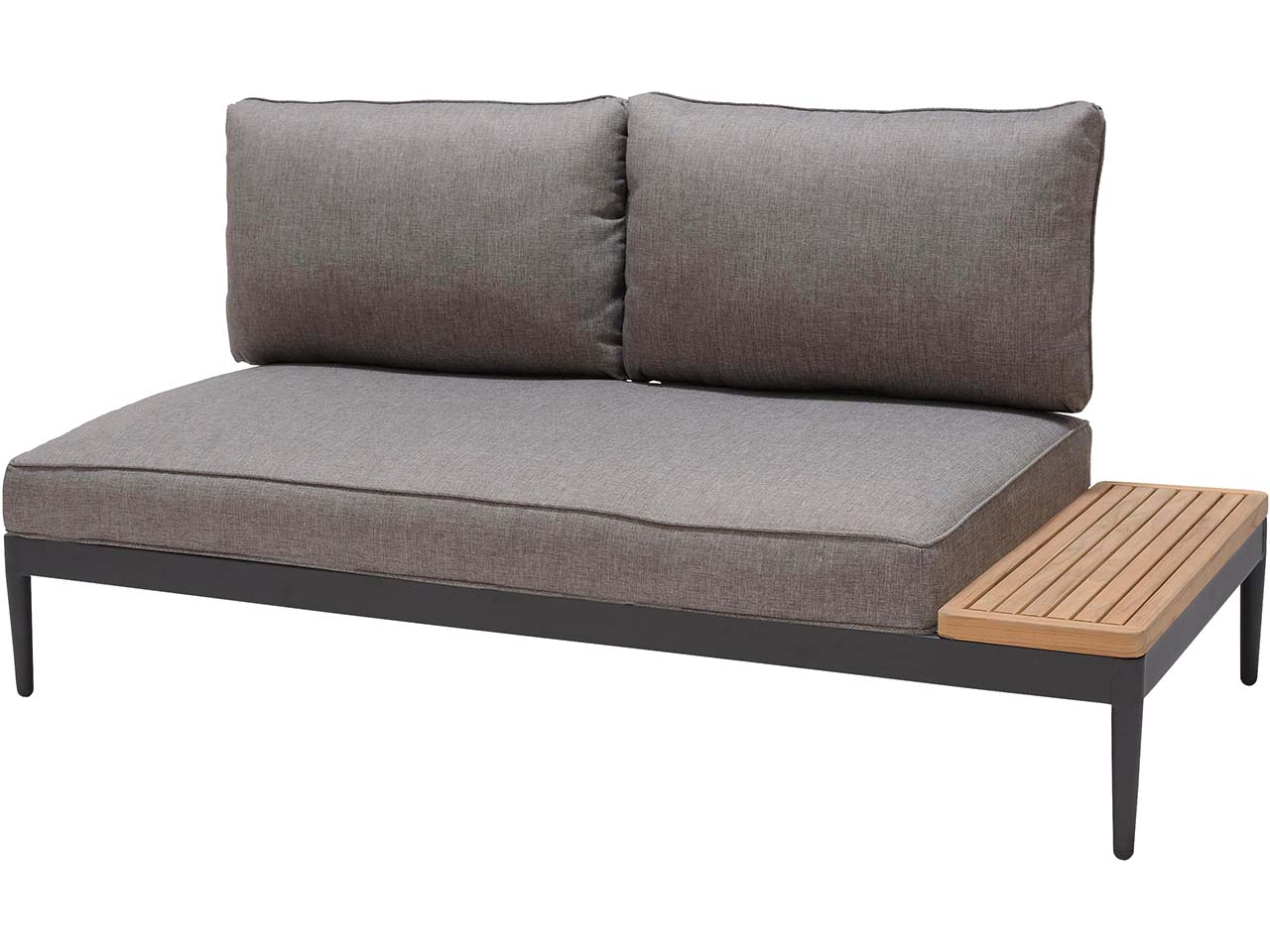 2-Sitzer Gartensofa 'Topaz' mit 2 Rückenlehnen, mit Ablage aus Teakholz, grau