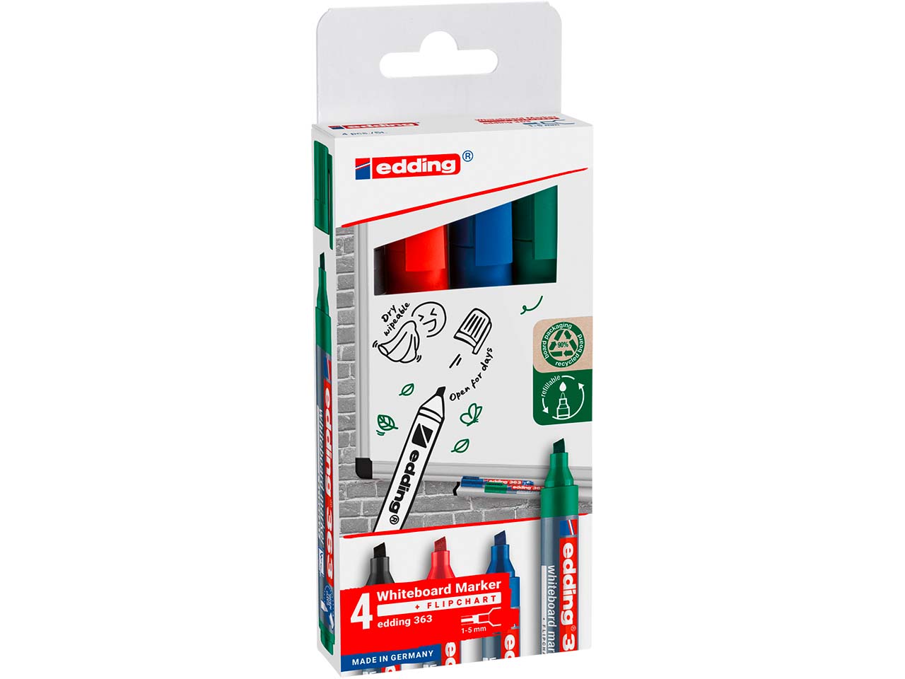 4er Set edding Whiteboardmarker "363" Keilspitze, farbig sortiert